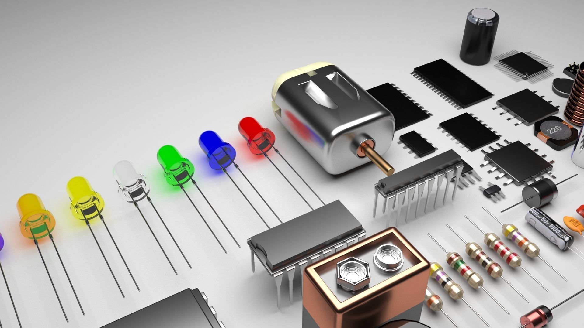 Electronic Components Set 3D model CGTrader