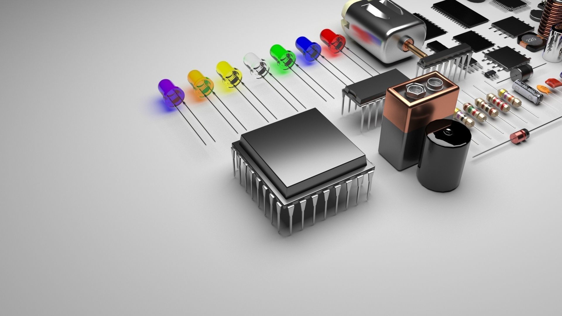 Electronic Components Set 3D model CGTrader