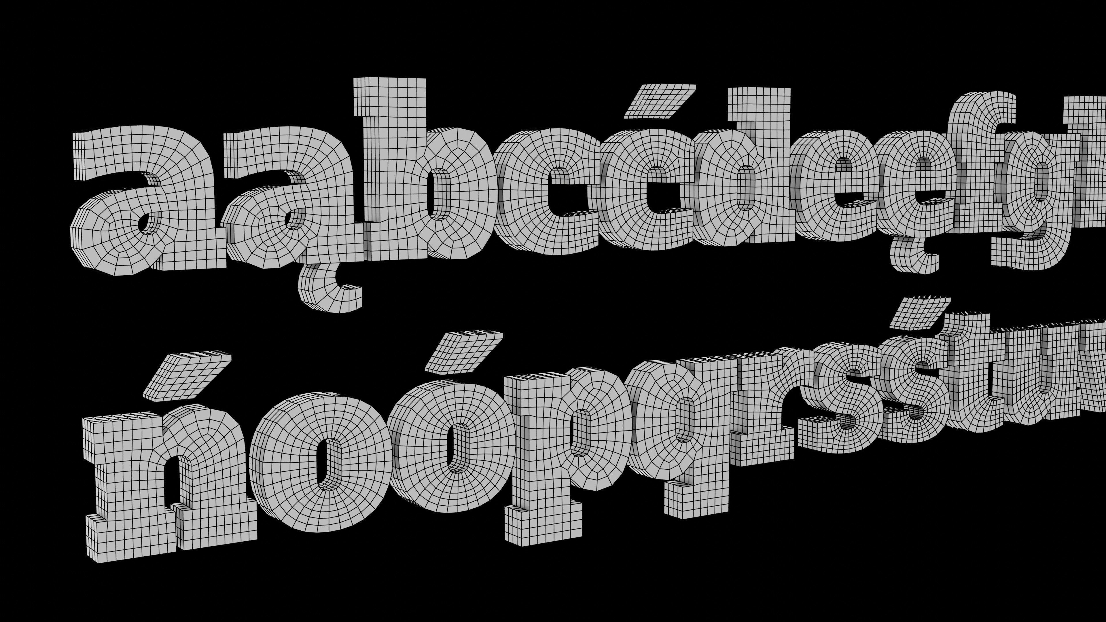 Alfa Slab One font quad topology 3D model CGTrader