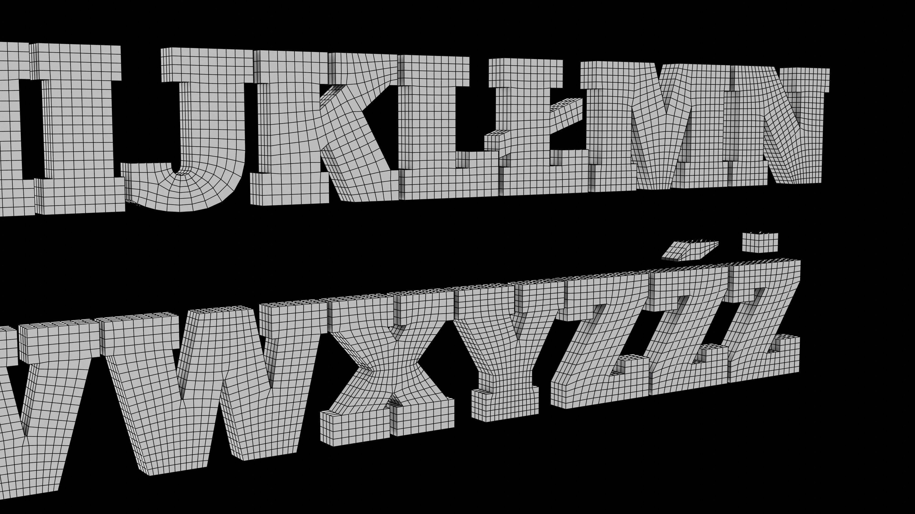 Alfa Slab One font quad topology 3D model CGTrader