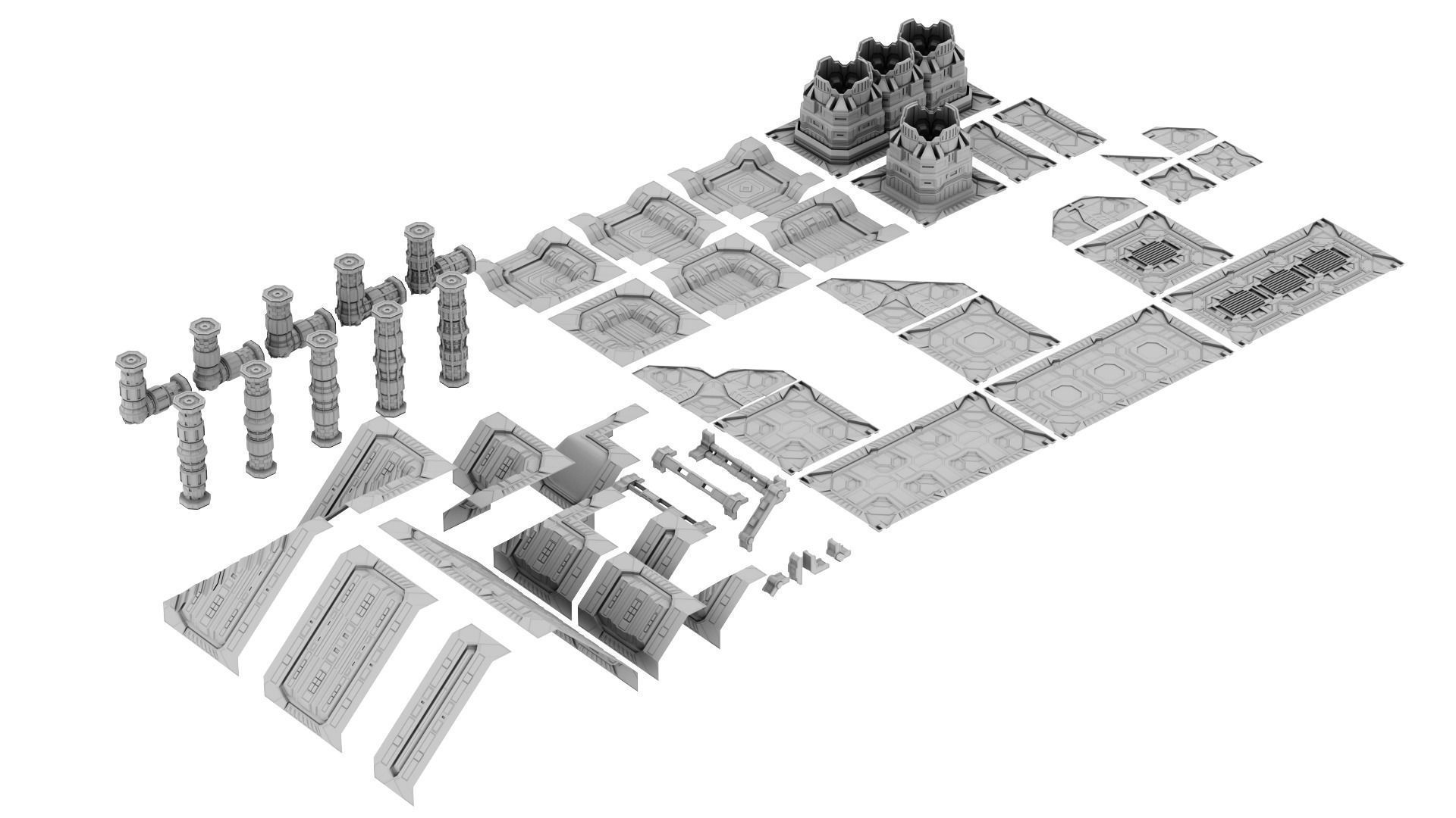 Sci Fi Space Ship Kitbash Constructor 3D model | CGTrader