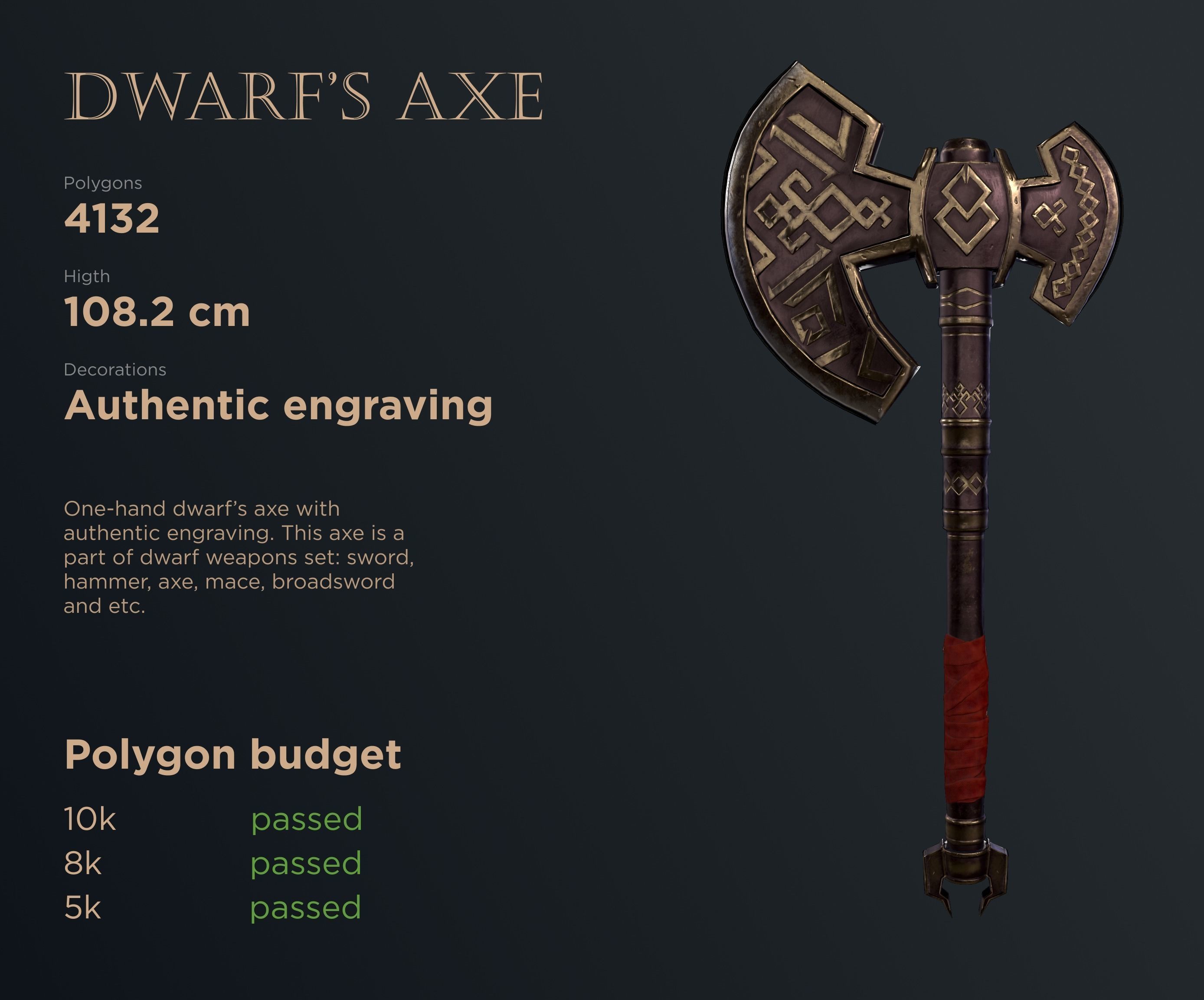 Dwarf axe 3D model CGTrader