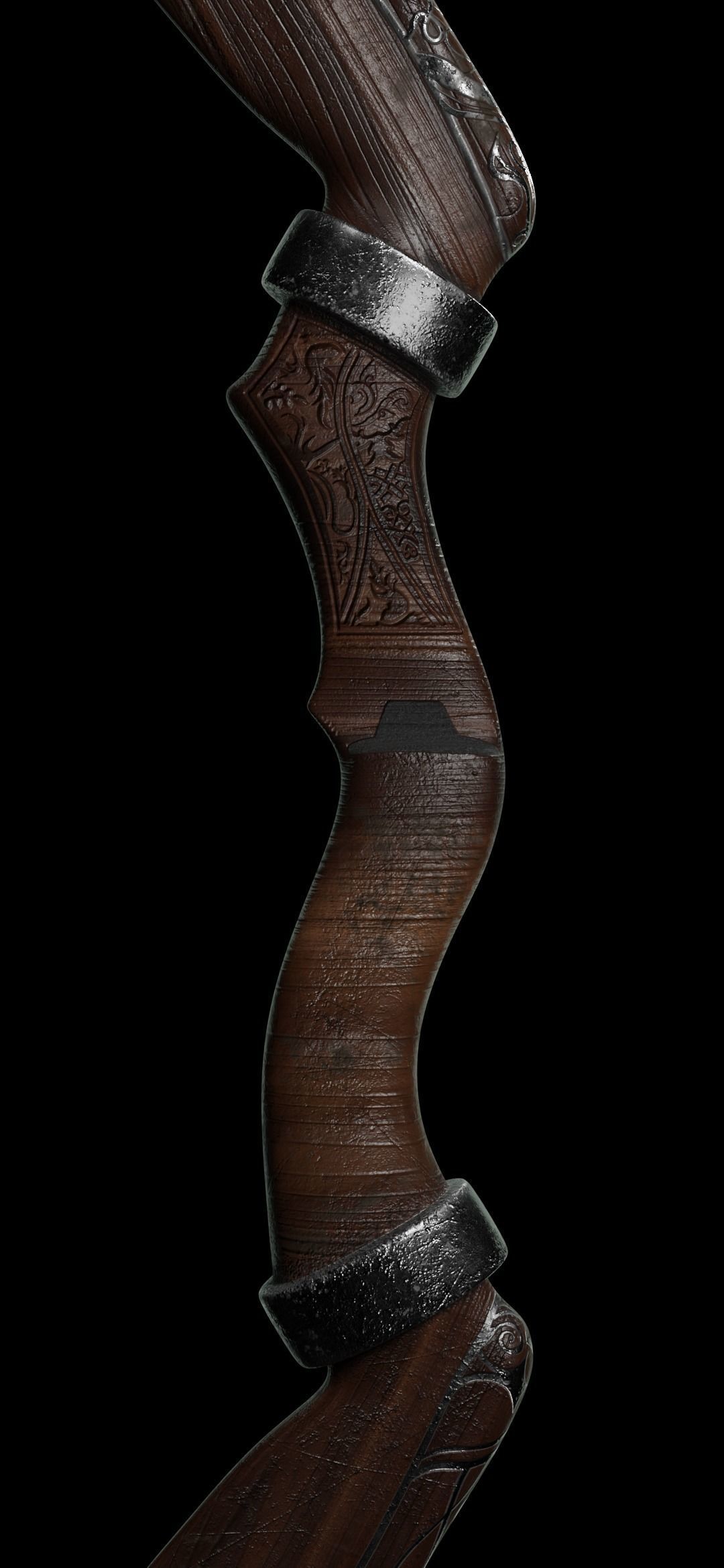 Fantasy Recurve Bow 3D model rigged | CGTrader