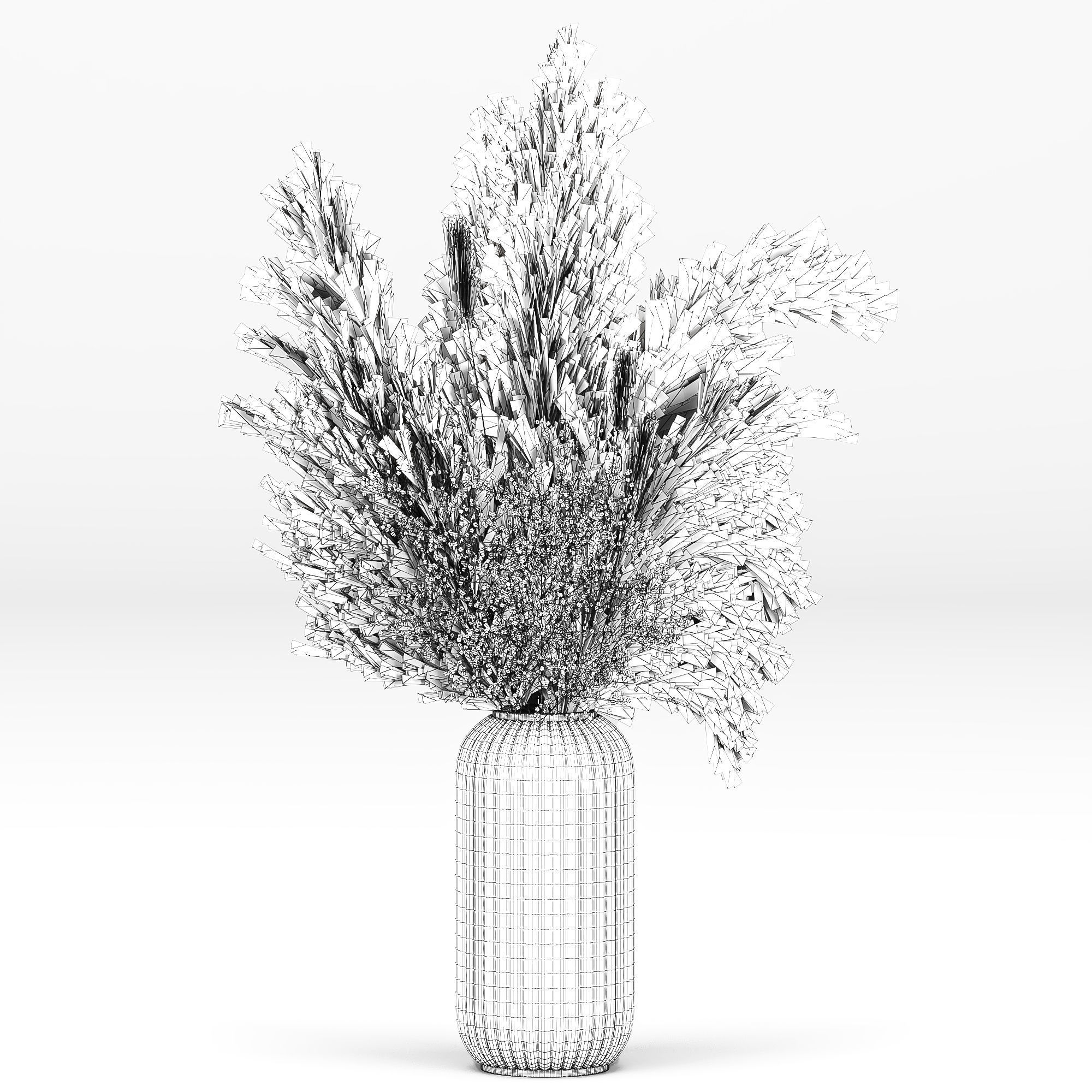 3D model pampasgrassdecor01 vase with dried grass in it VR / AR