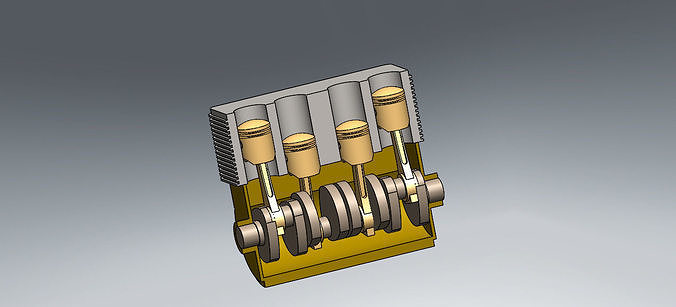 Four stroke bike engine 3D model animated rigged | CGTrader