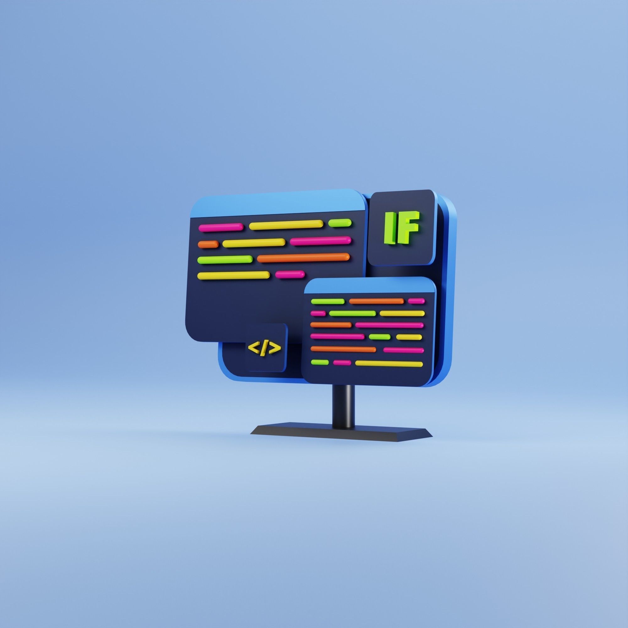 3D Illustration computer with coding task for UI or UX Design 3D model ...