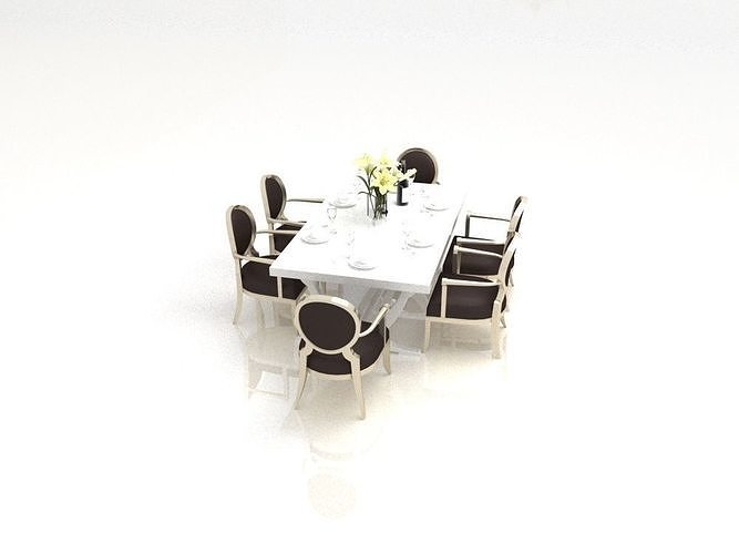 table dining and chairs 3D model | CGTrader