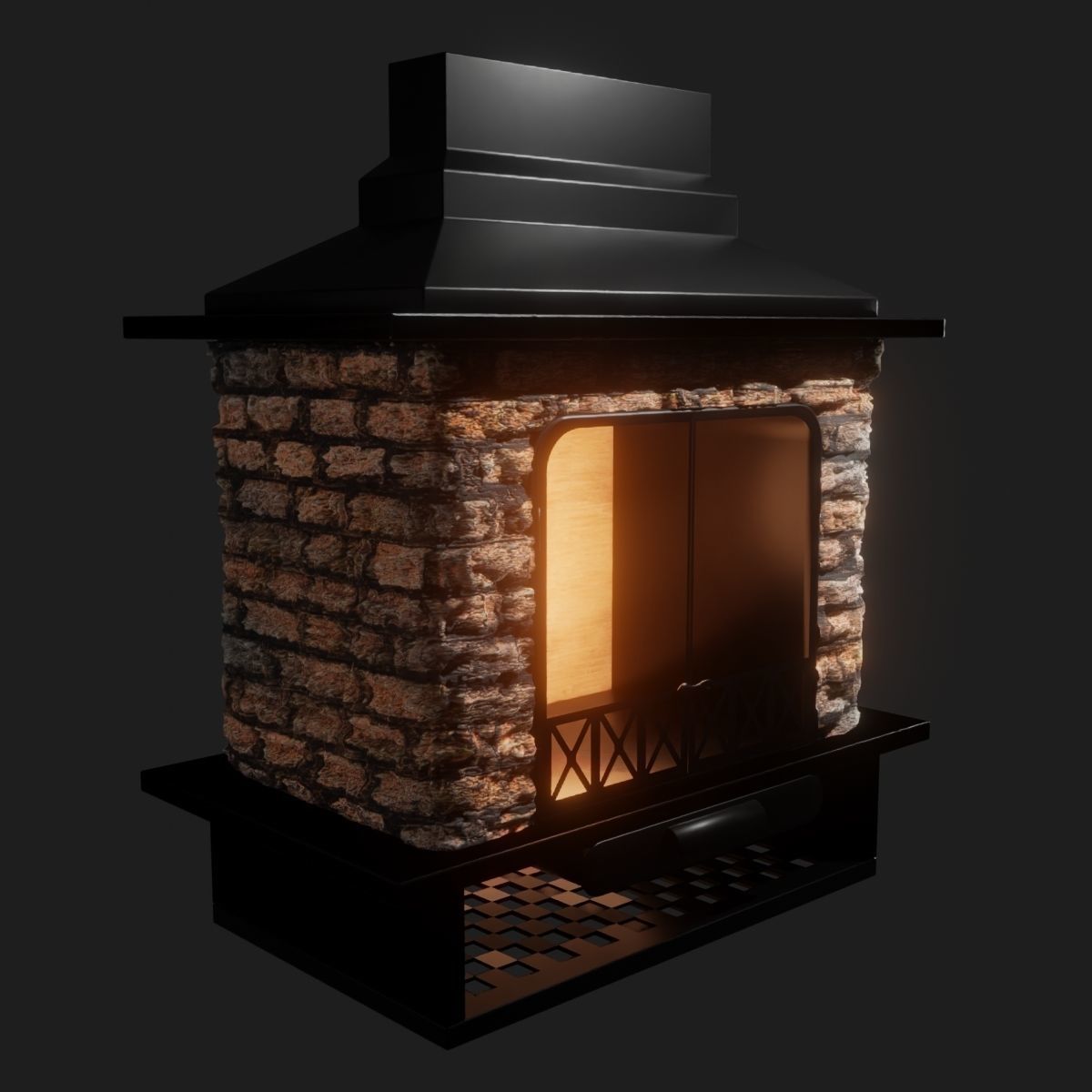 Fireplace PirtleStyled for Outdoor Deck and Patio 3D model CGTrader