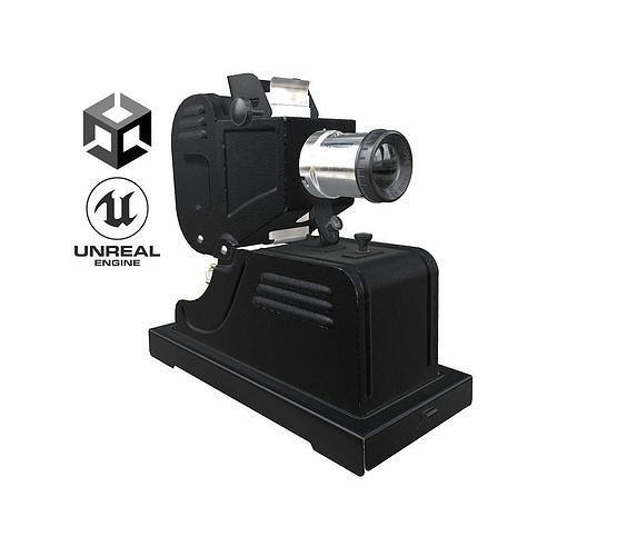 3D model Vintage Diafilm Slide Projector FGK49 low poly PBR Unreal