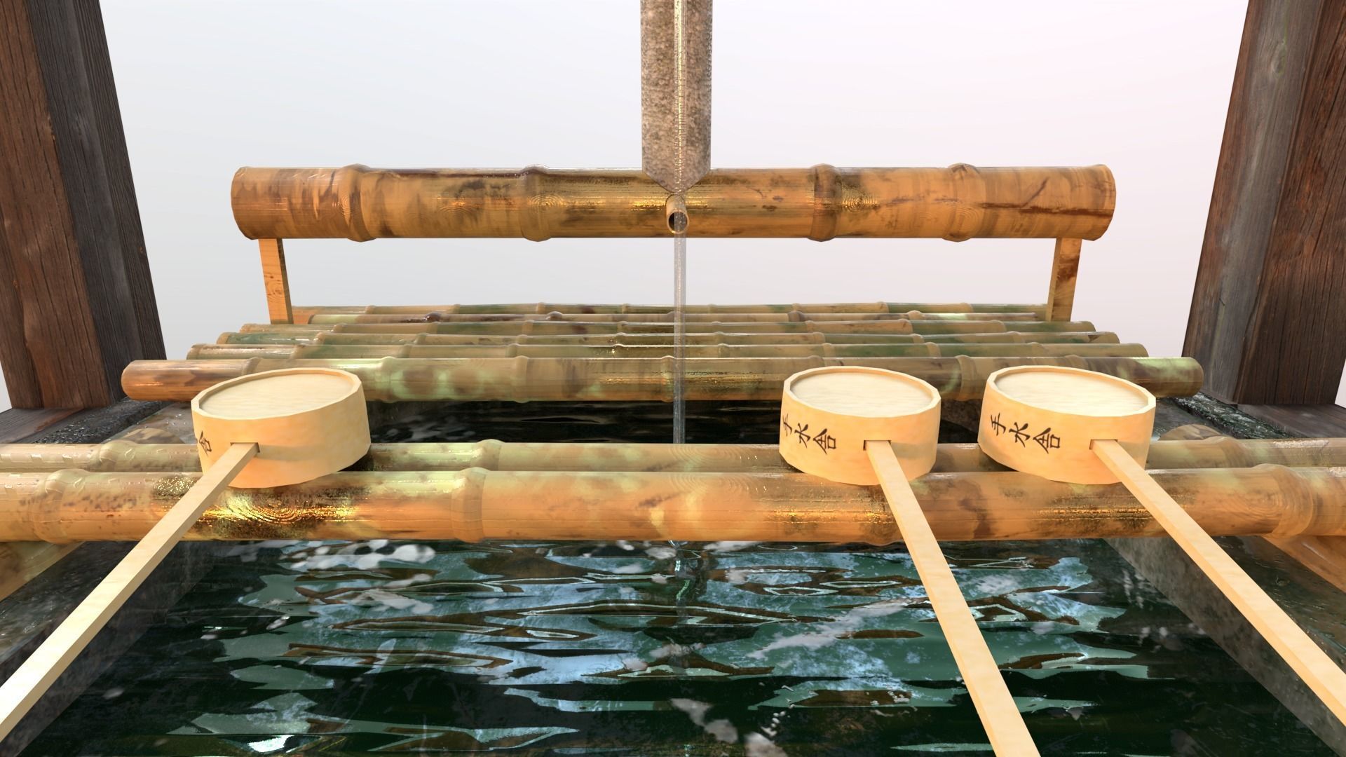 3D model Temizuya Japanese water Purification Basin VR / AR / low