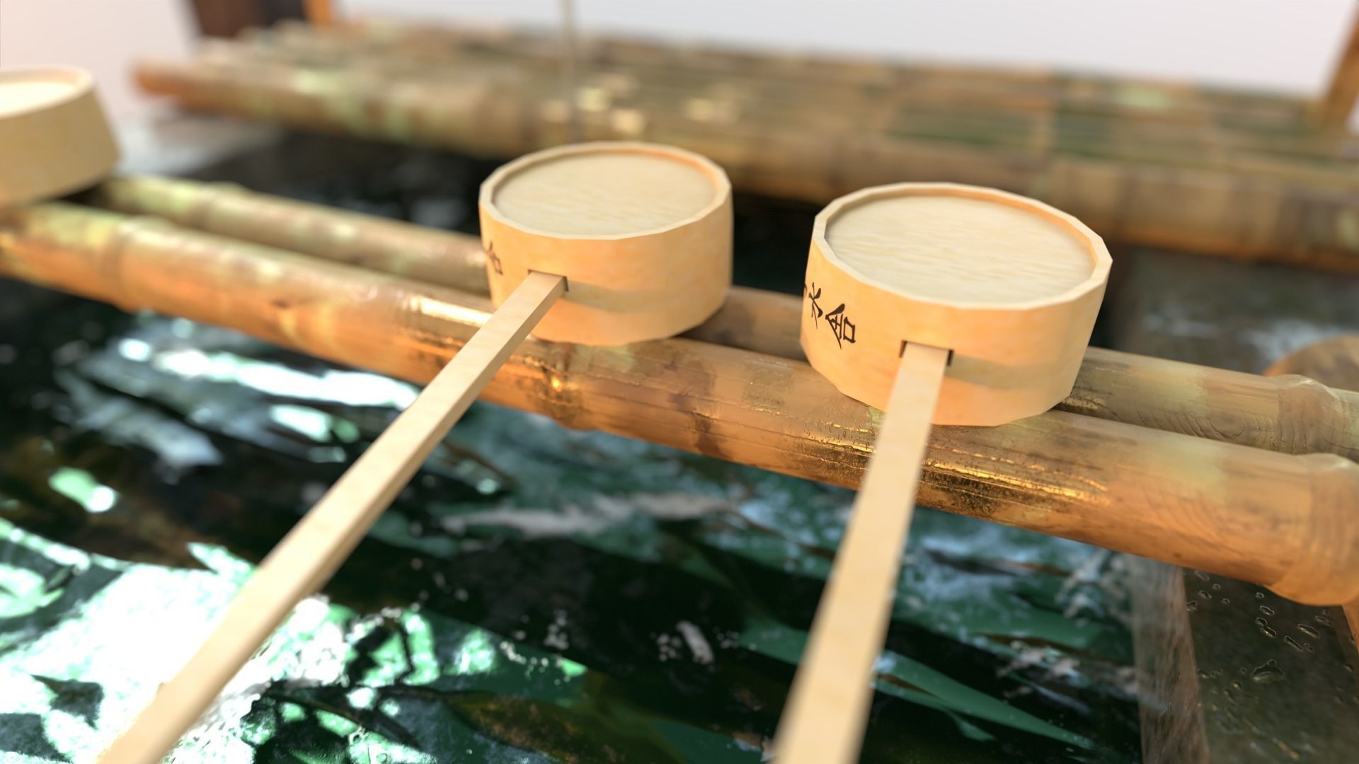 3D model Temizuya Japanese water Purification Basin VR / AR / low