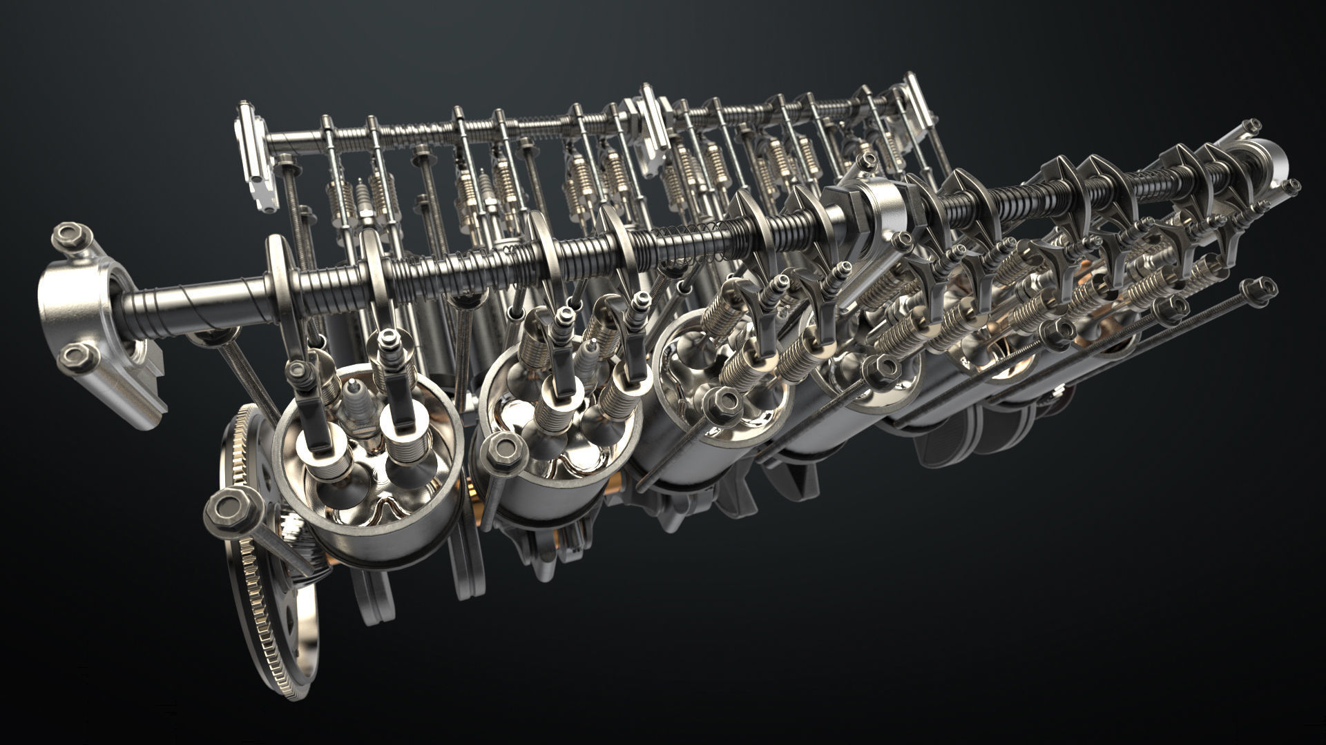 V12 Engine Working Animated 3D model animated rigged | CGTrader
