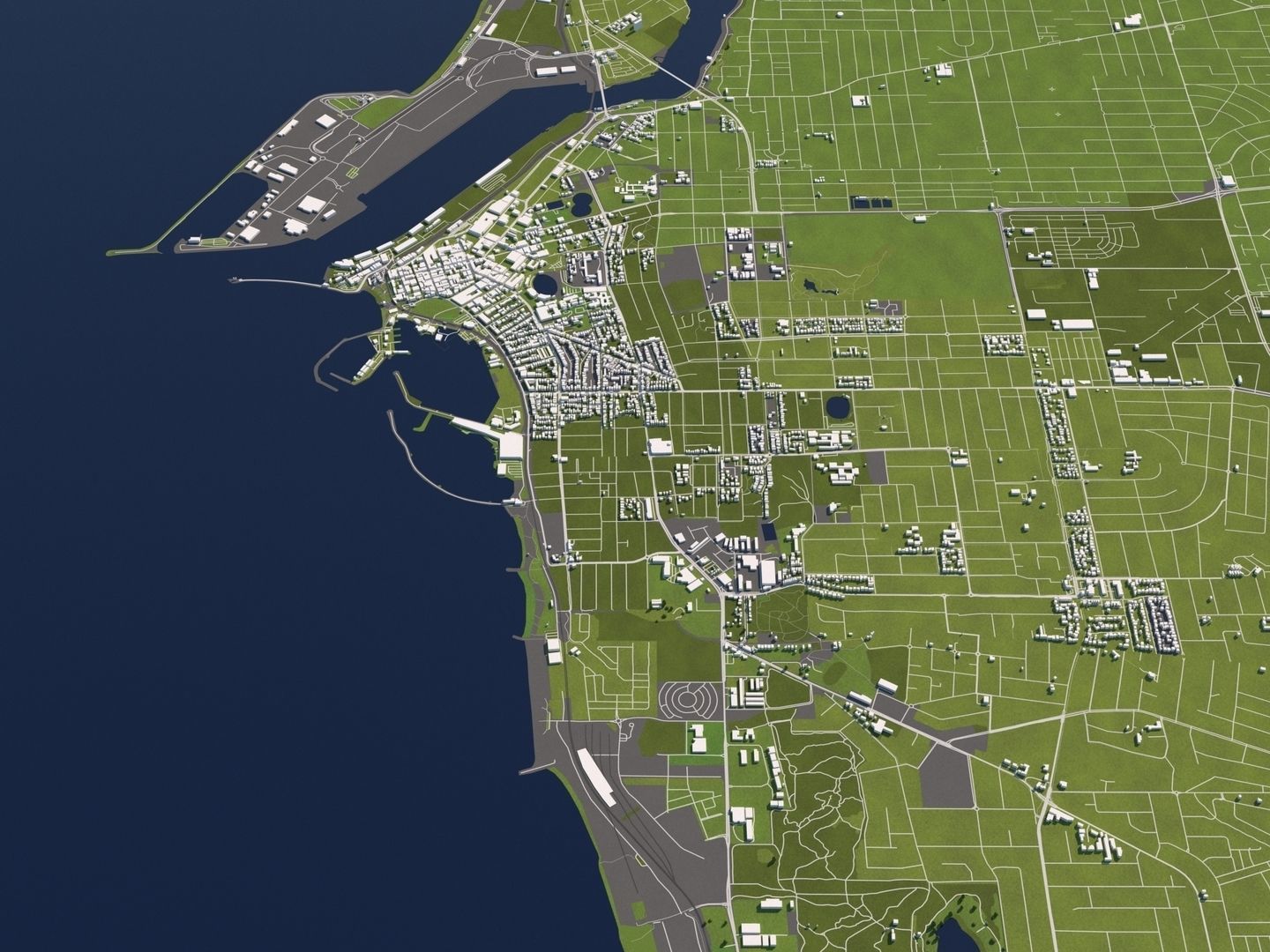 Perth Australia 50x50km 3D City Map 3D model | CGTrader