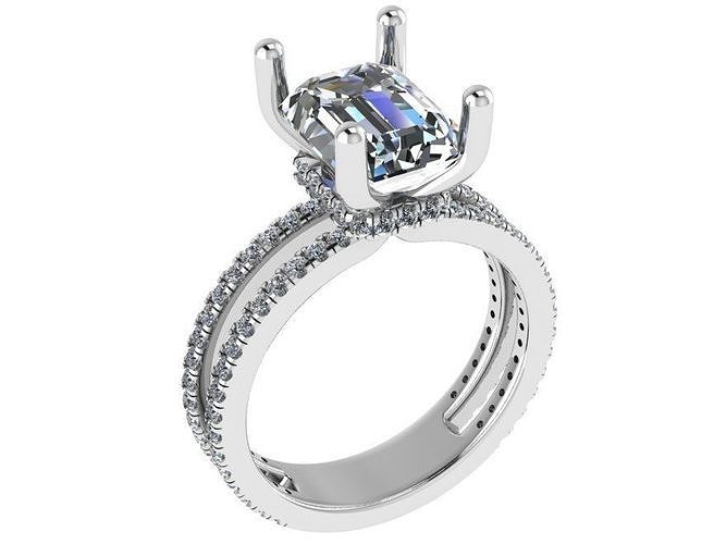 Peg Head Setting Emerald Diamond Ring 1218 3D model 3D printable CGTrader