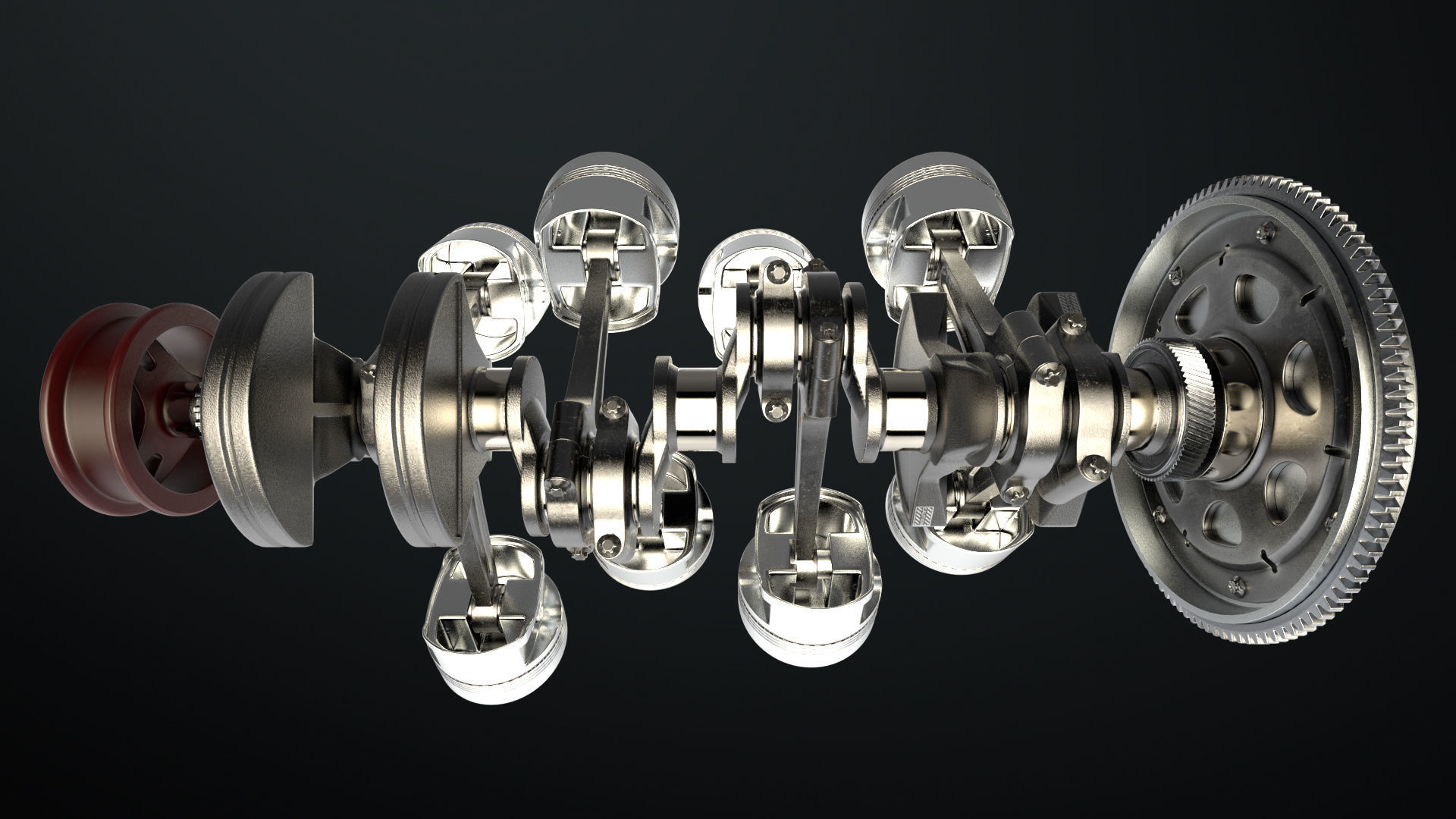 W8 Engine Working Animated 3D model animated rigged | CGTrader
