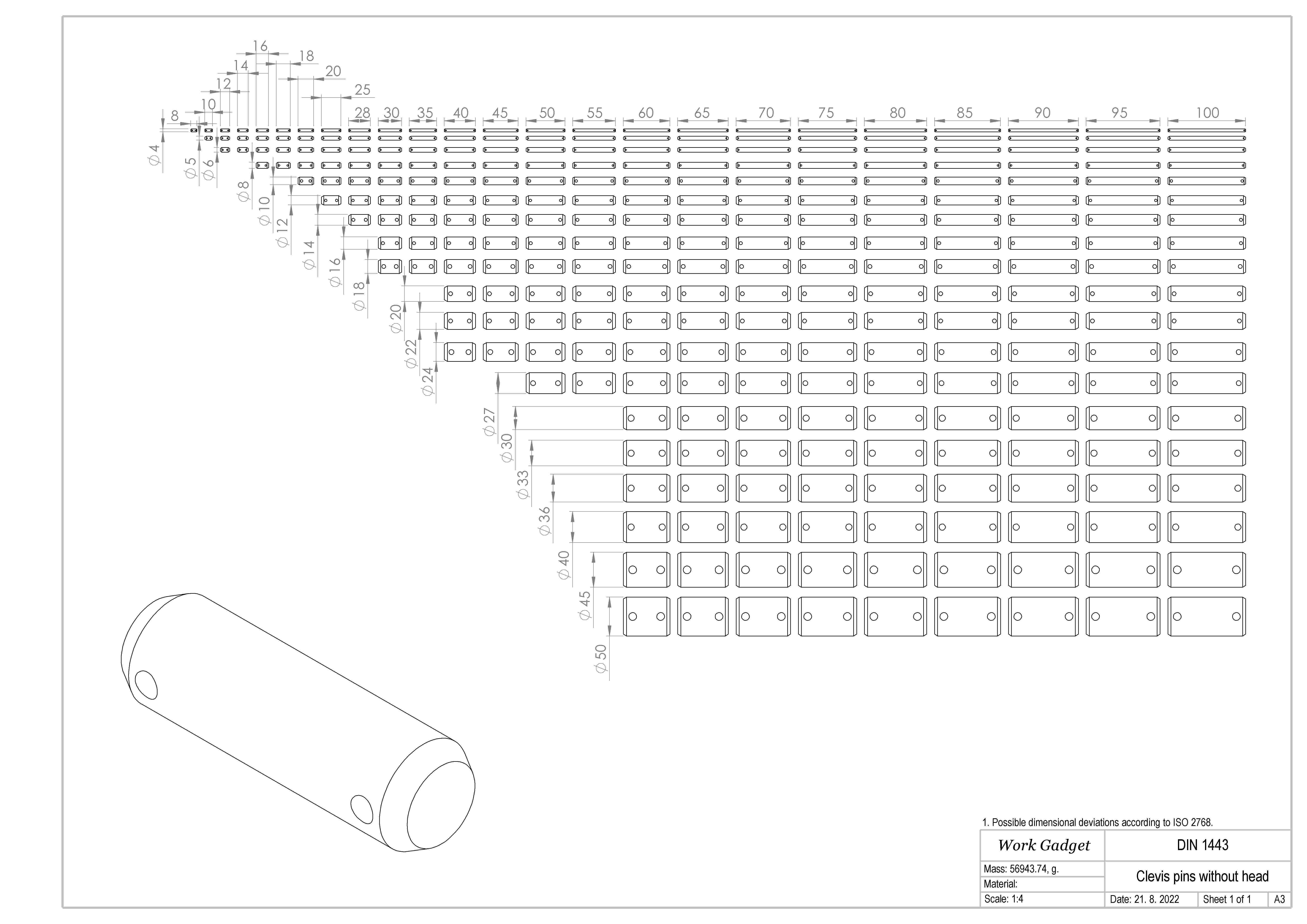 3D model DIN 1443 Clevis pins VR / AR / lowpoly CGTrader