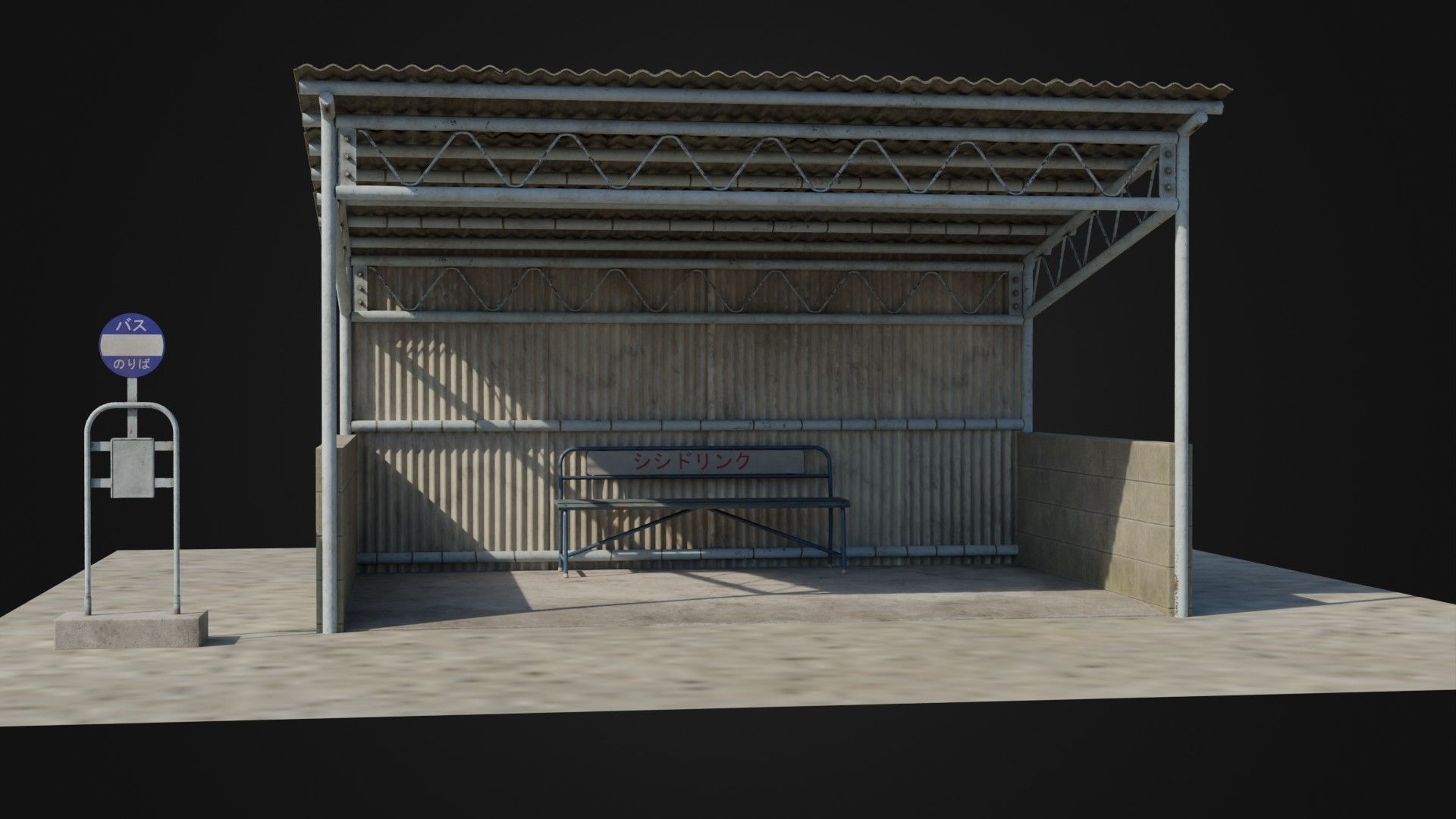 Stop Low Poly 3D model Old Japanese Bus Stop VR / AR / low-poly | CGTrader