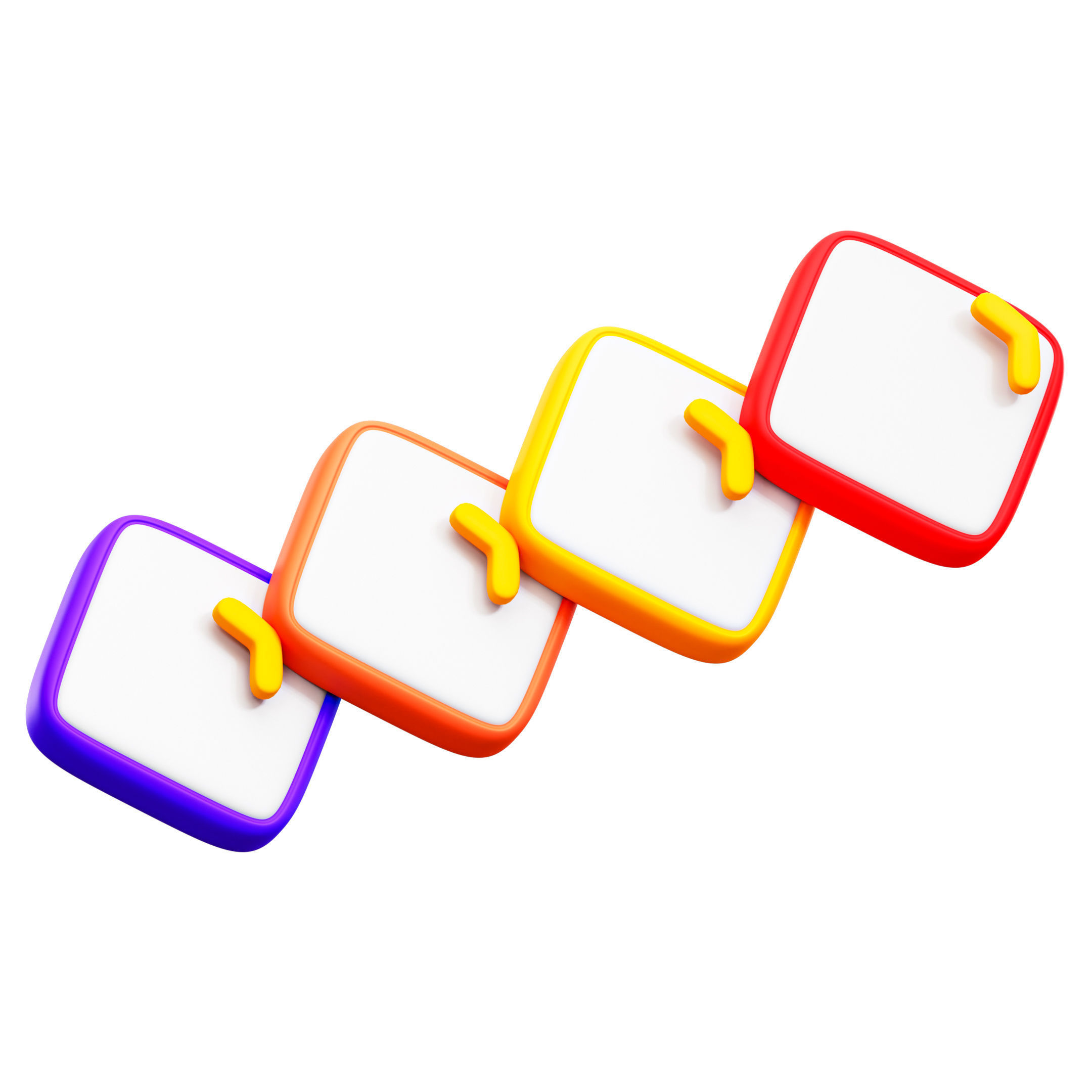3D model Flowchart four colorful squares VR / AR / low-poly | CGTrader