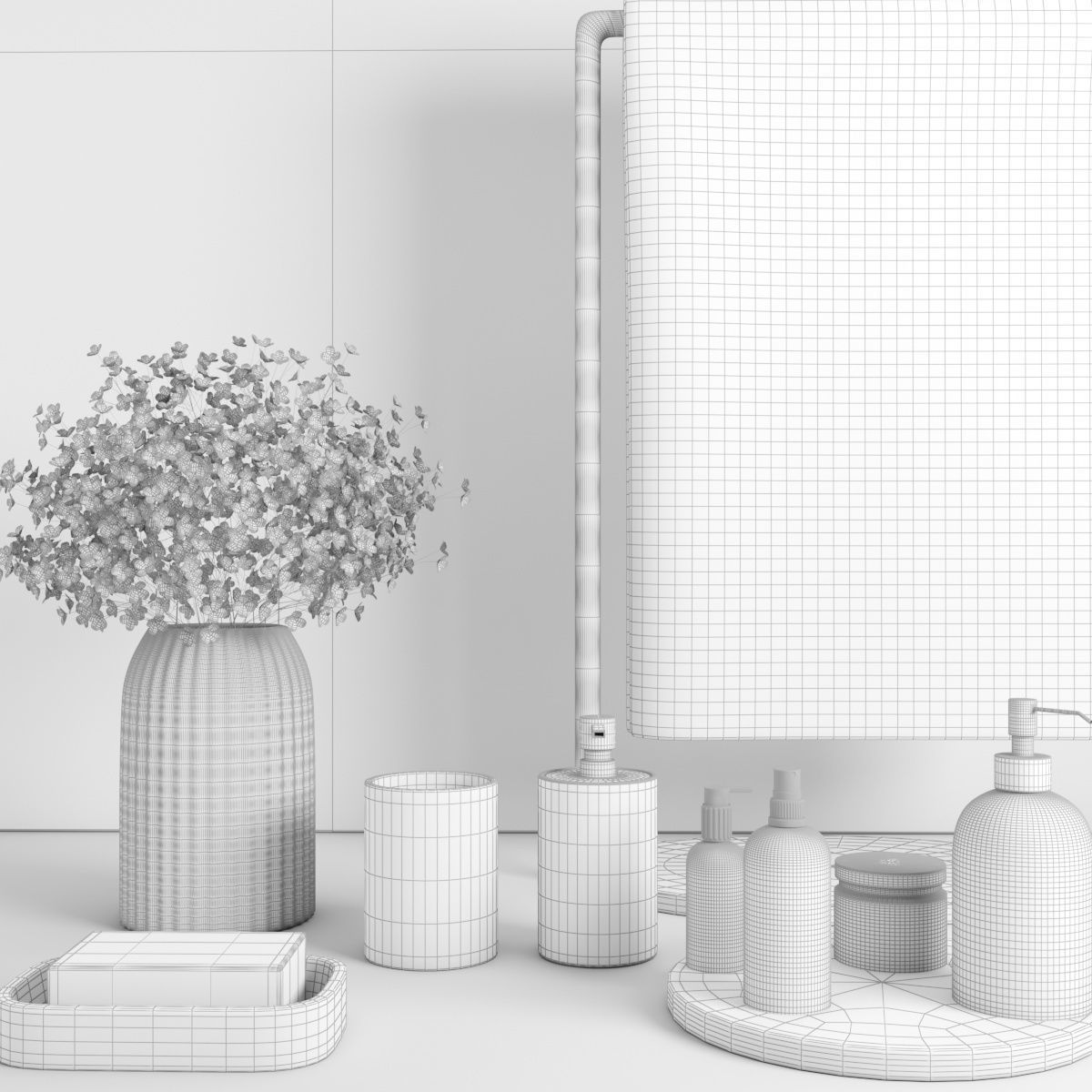 bathroom accessories set 50 3D model CGTrader