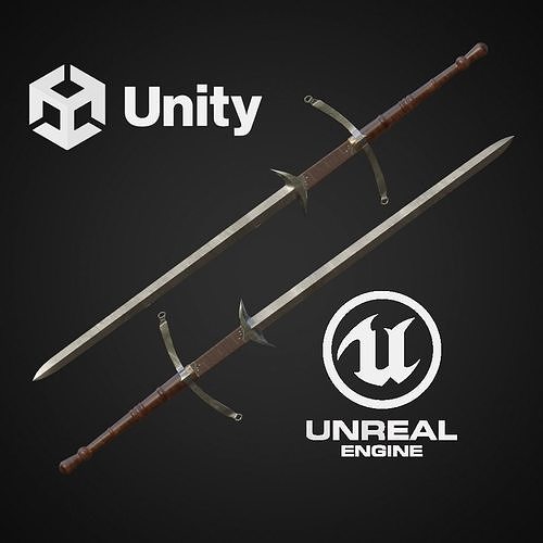 Two hands sword Zweihander free VR / AR / lowpoly 3D model CGTrader
