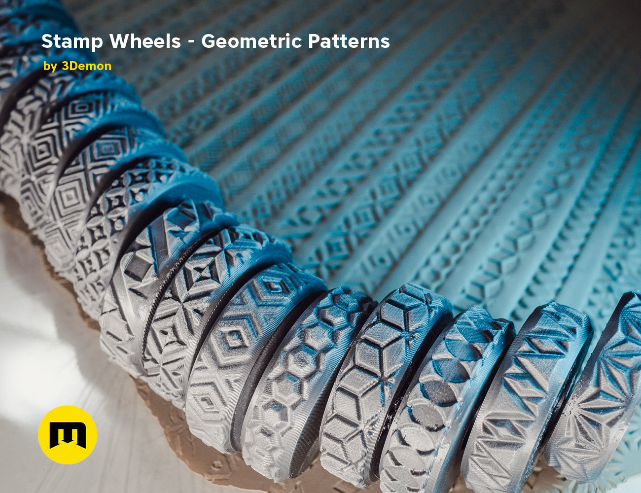 Stamp Wheels for Clay Geometric Patterns 3D model 3D printable CGTrader