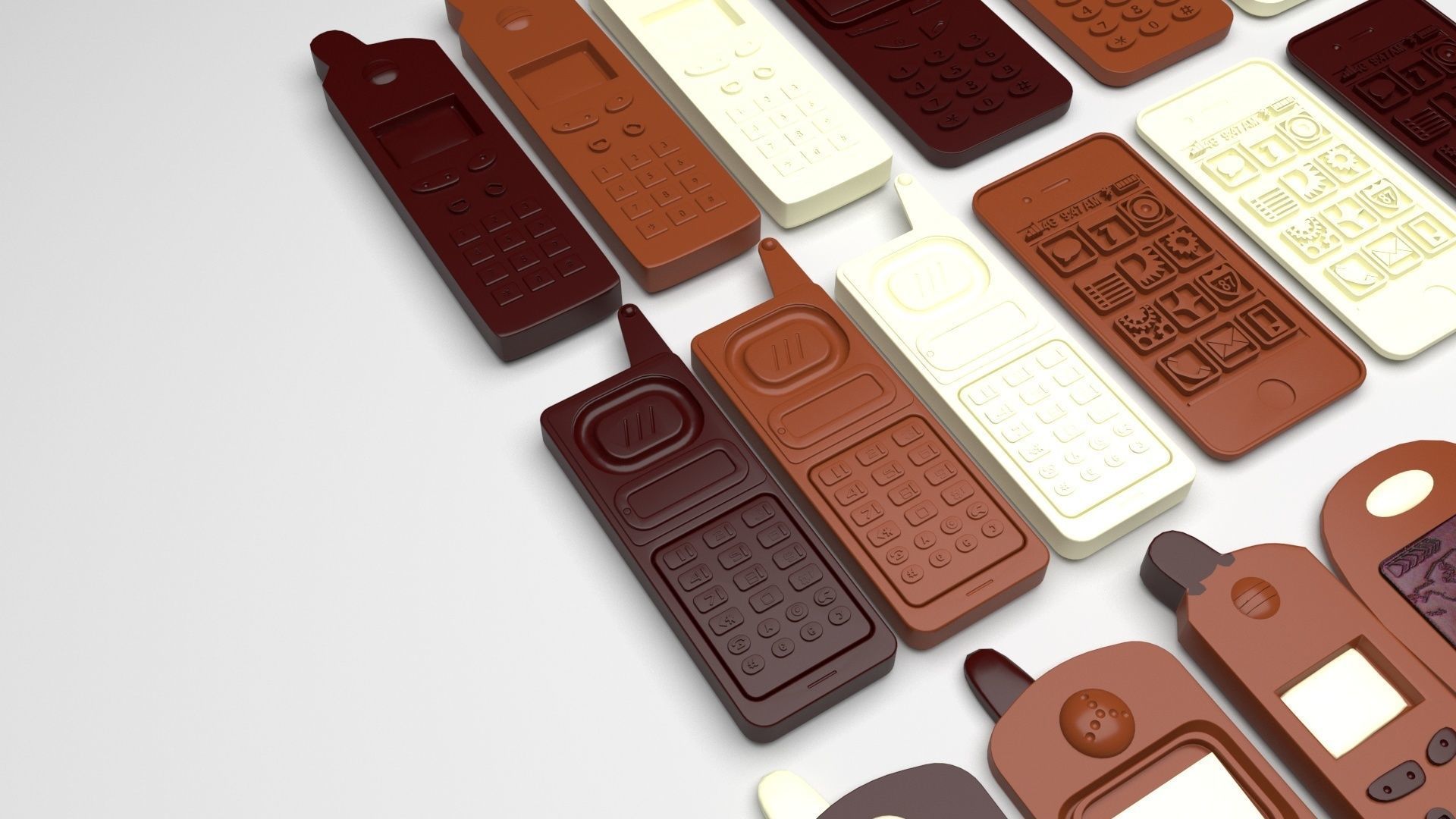 Chocolate Cell Phones Set 3D model CGTrader
