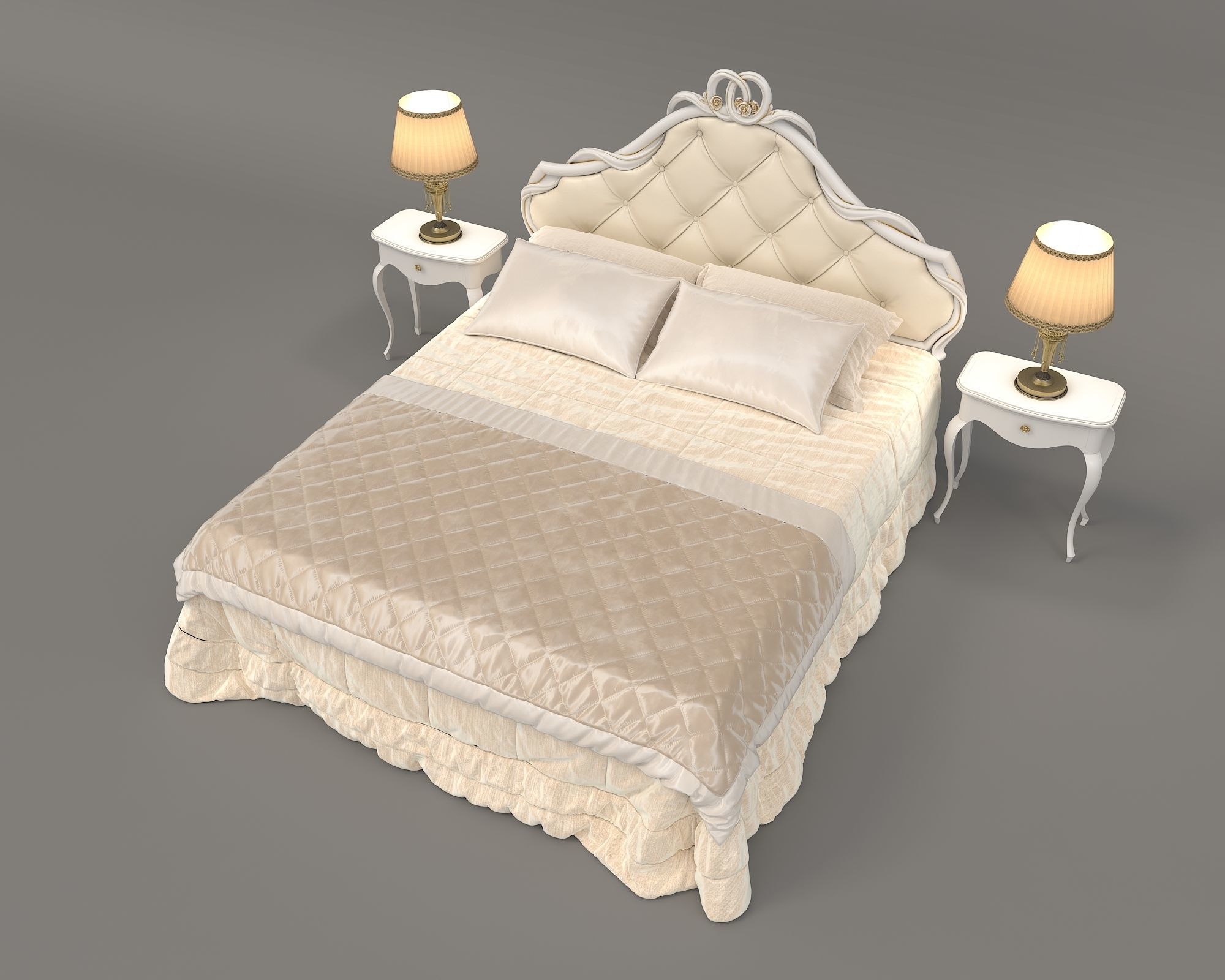 European Style Bed Set 14 3D model CGTrader