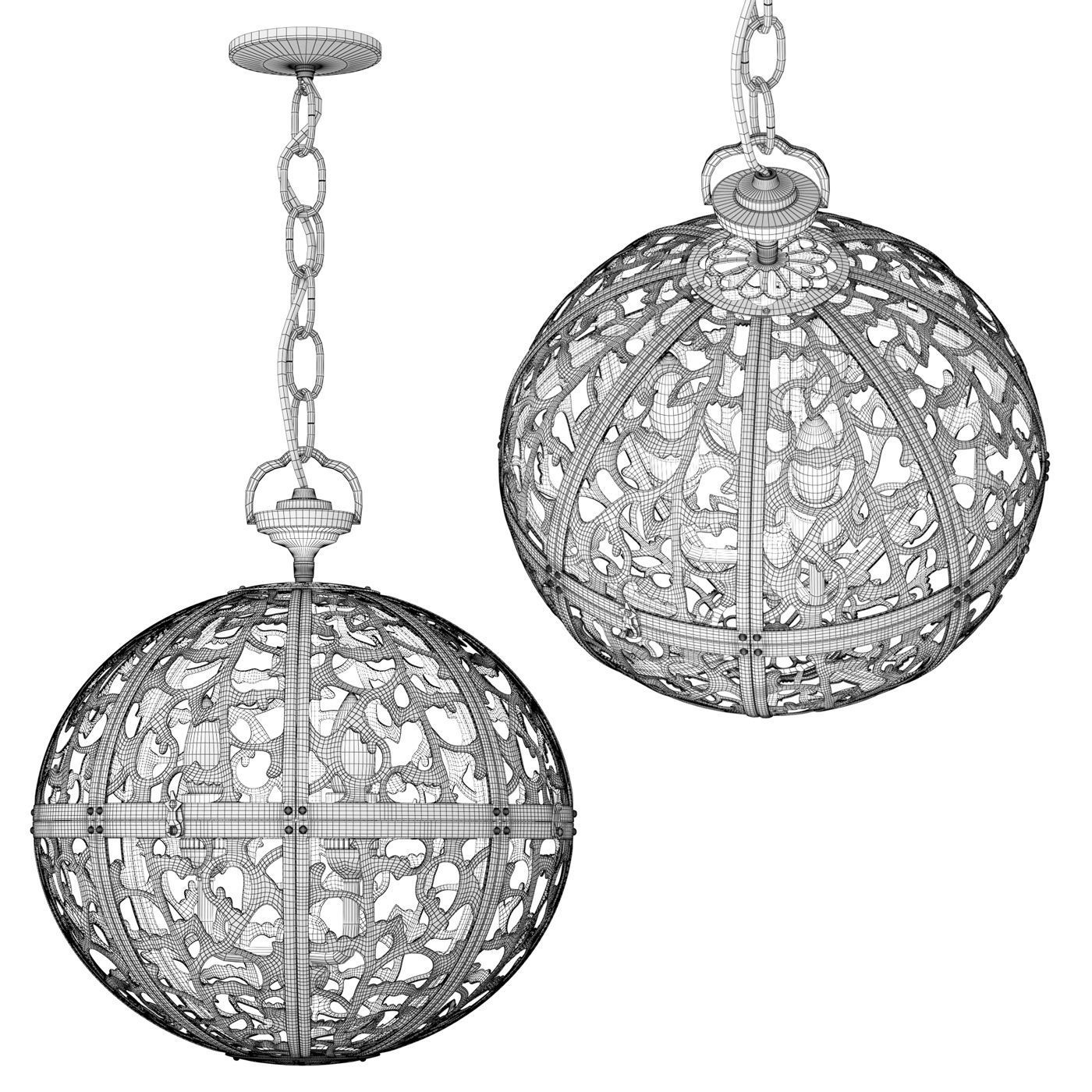 Japanese brass chandelier 3D model CGTrader