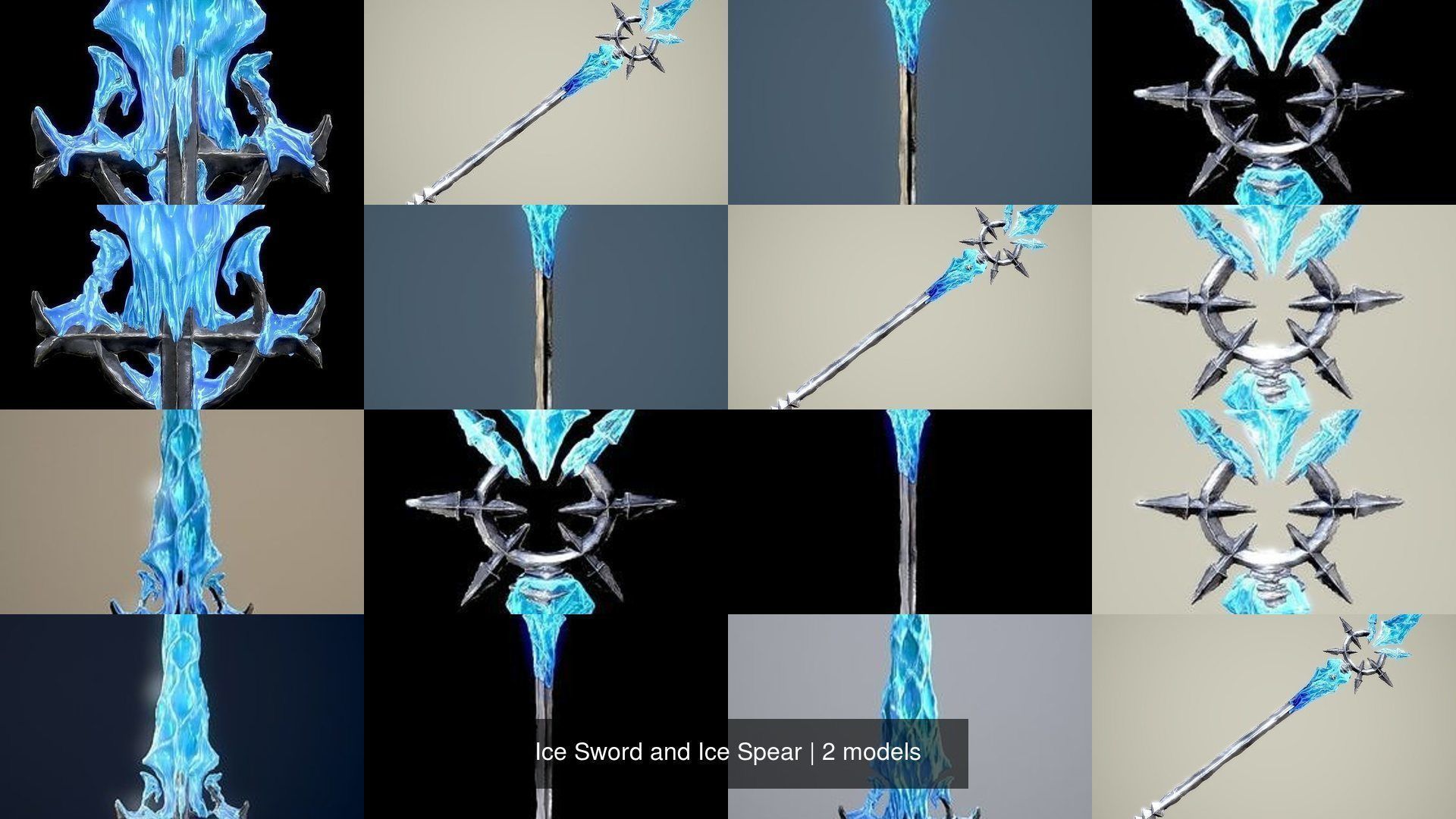 3D Model Collection Ice Sword and Ice Spear VR / AR / lowpoly CGTrader