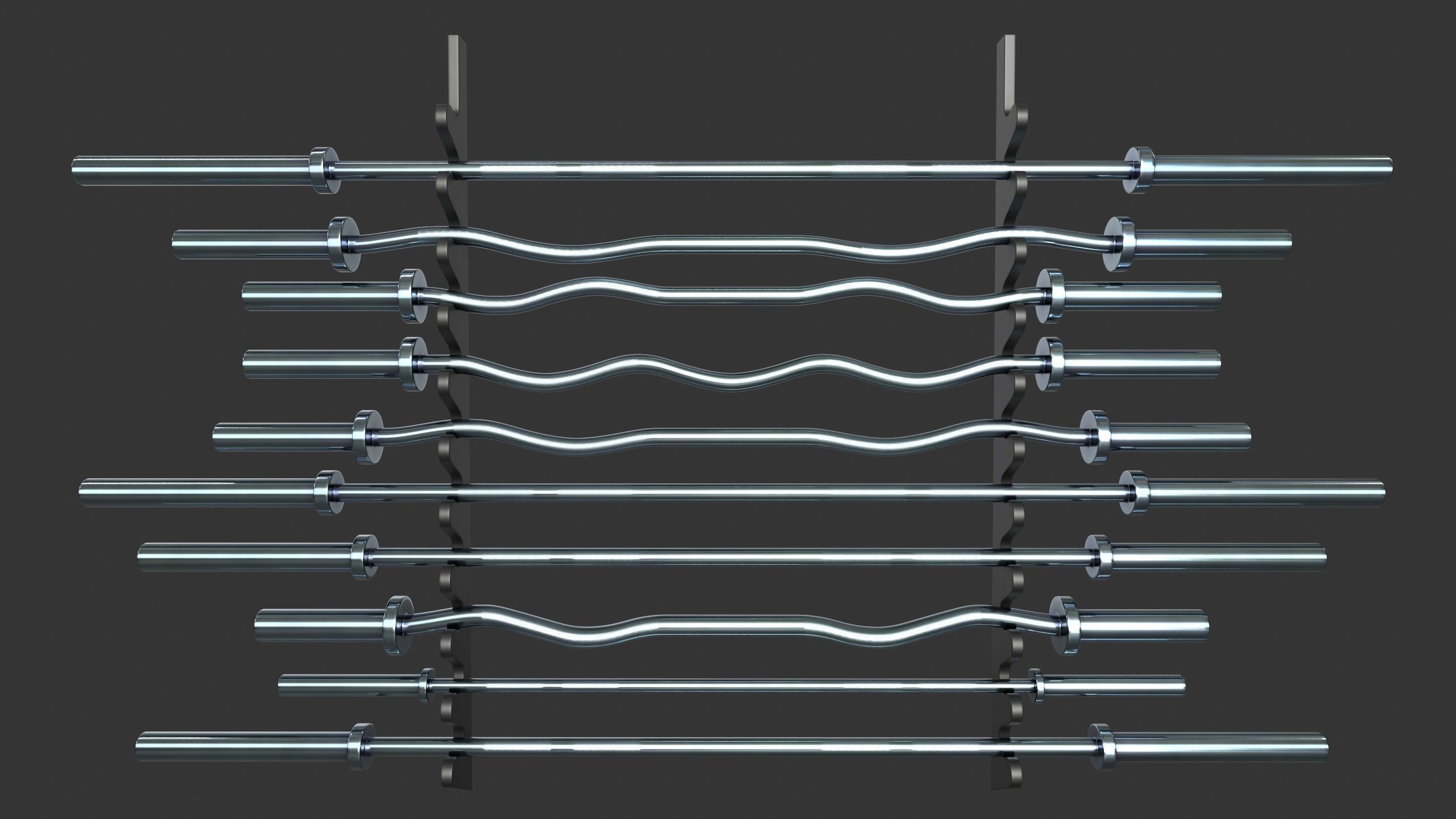 Wall Mounted Barbell 3D model CGTrader