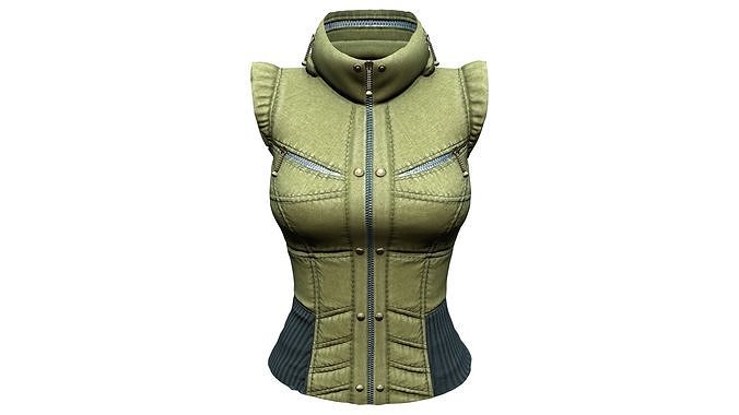 3D model Female Army Green Urban Vest 