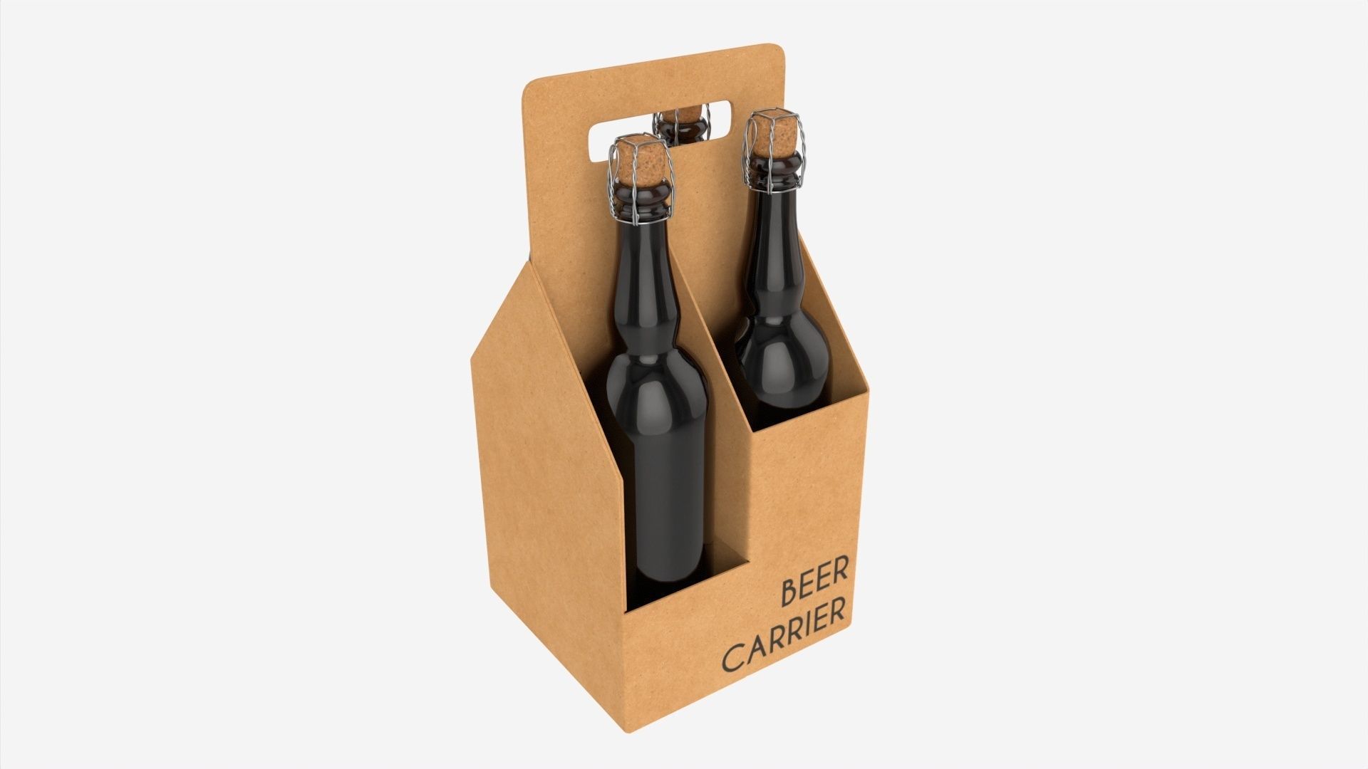 Beer bottle cardboard carrier 05 3D model CGTrader
