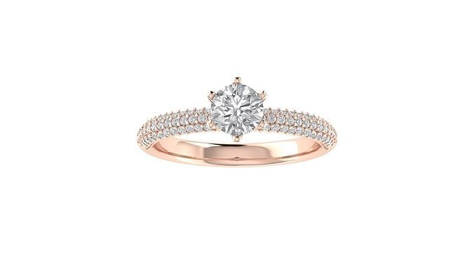 Women Engagement Round Stone Ring 3dm STL OBJ Renders Details 3D model ...