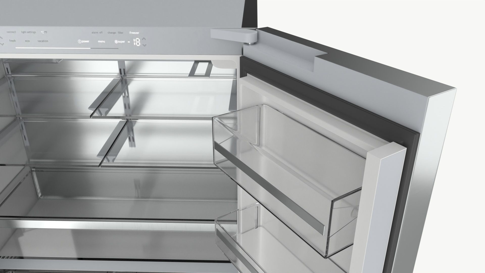 Fridgefreezer Bosch KFF96PIEP Doors Open 3D model CGTrader