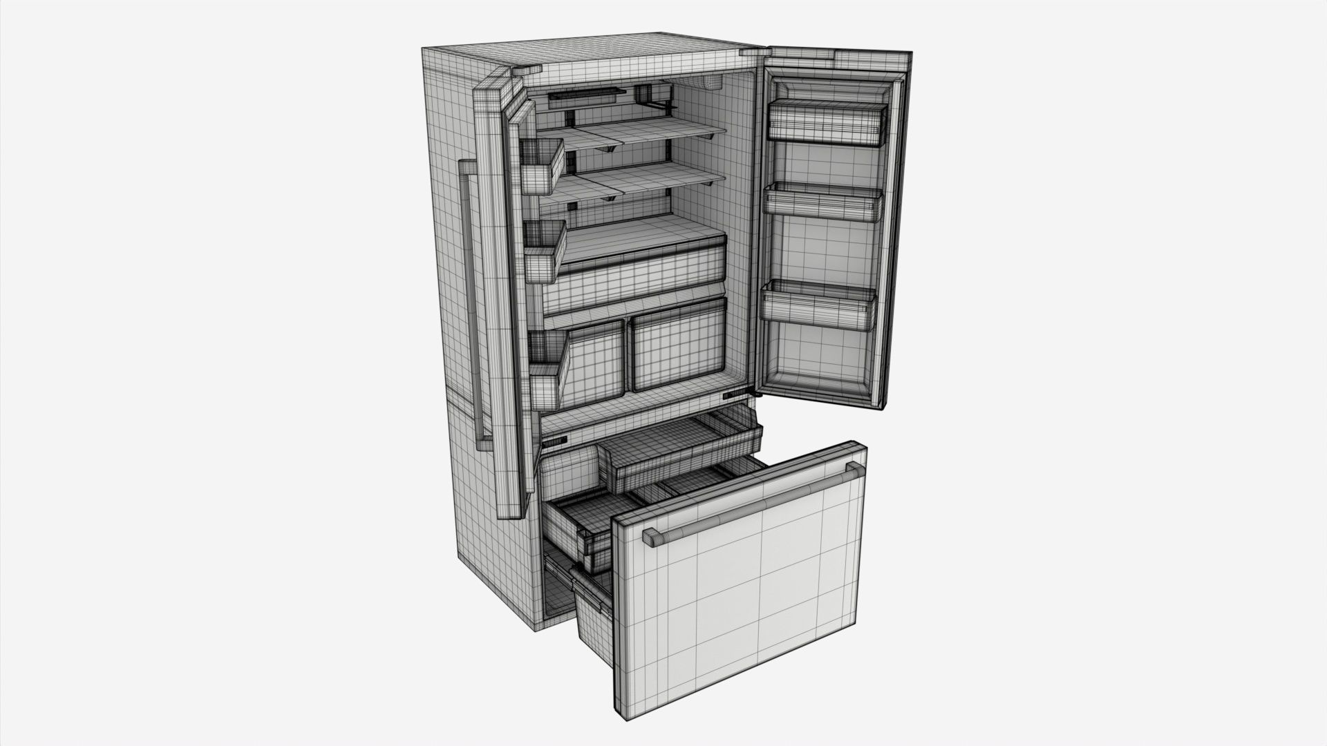 Fridge-freezer Bosch KFF96PIEP Doors Open 3D model | CGTrader