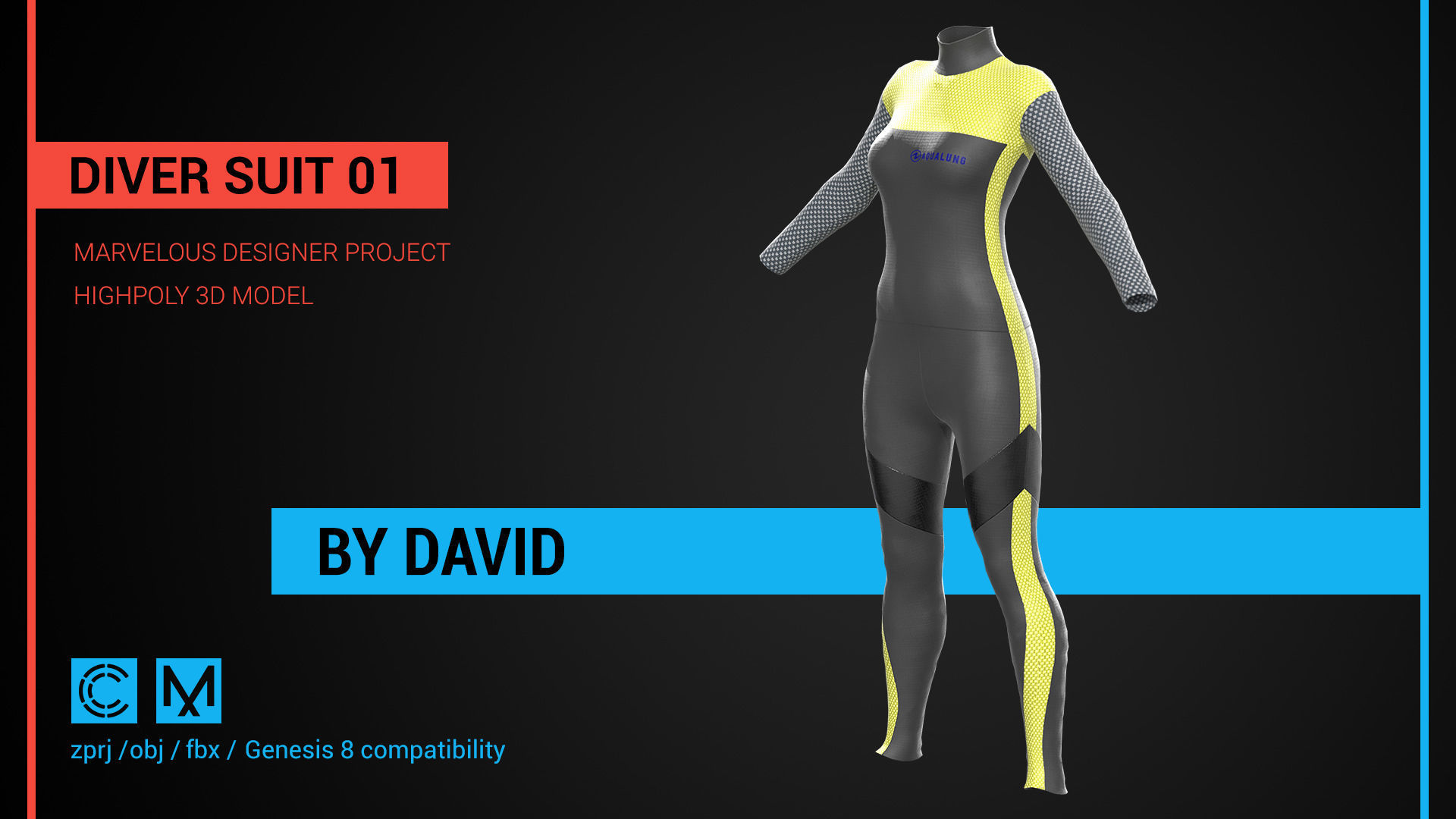 Diver suit 01 Marvelous Designer CLO project 3D model | CGTrader