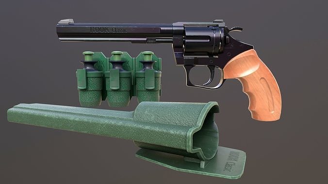 3D model Rook Classic Revolver Bluing with Bandolier and Speedloader VR ...