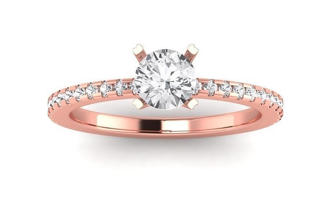 Women Engagement Round Stone Ring 3dm STL OBJ Renders Details 3D model ...