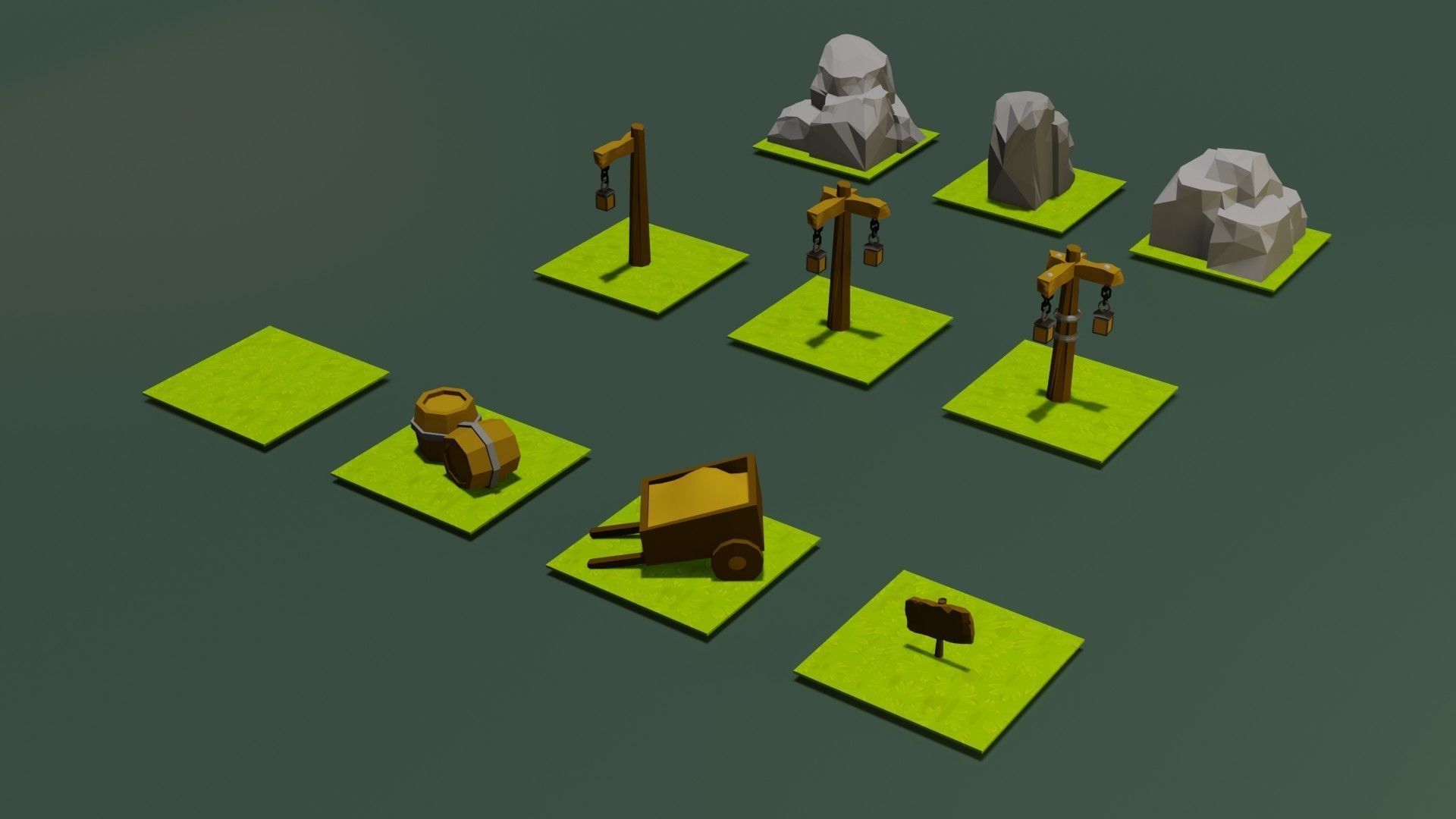 Medieval simple street set free VR / AR / low-poly 3D model | CGTrader