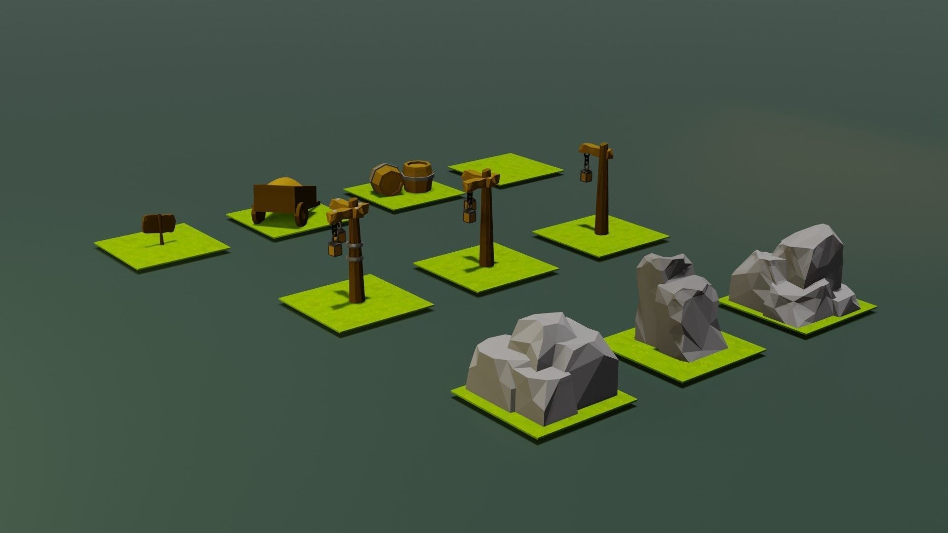 Medieval simple street set free VR / AR / low-poly 3D model | CGTrader