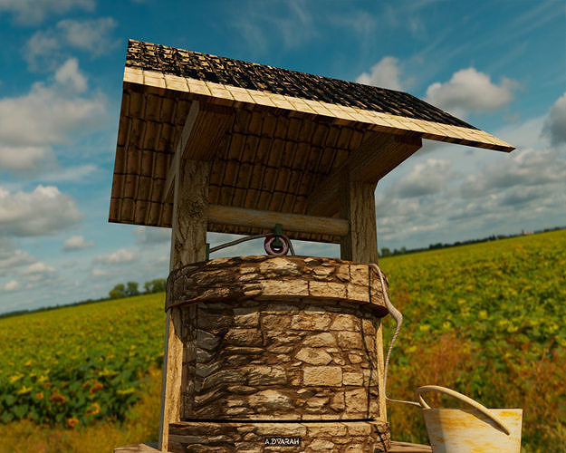 3D model Medieval Well Vintage Well Low-poly 3D Model VR / AR / low ...