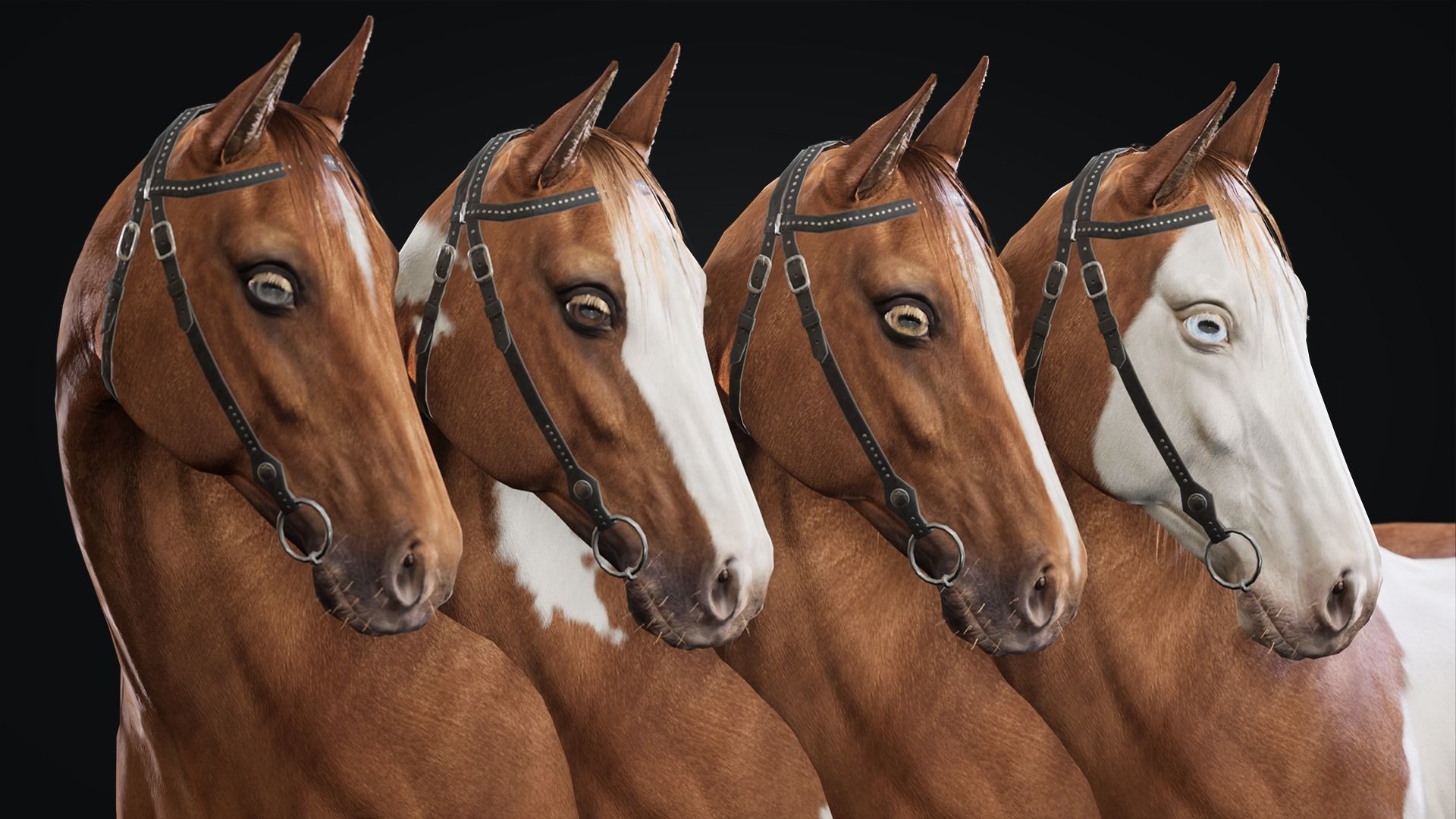 3D model Horse Herd Low poly animated gameready Horse and control