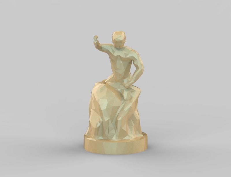 Polygonal Man Carving Himself Statue free 3D model 3D printable CGTrader