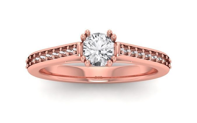 Women Engagement Round Stone Ring 3dm STL OBJ Renders Details 3D model ...