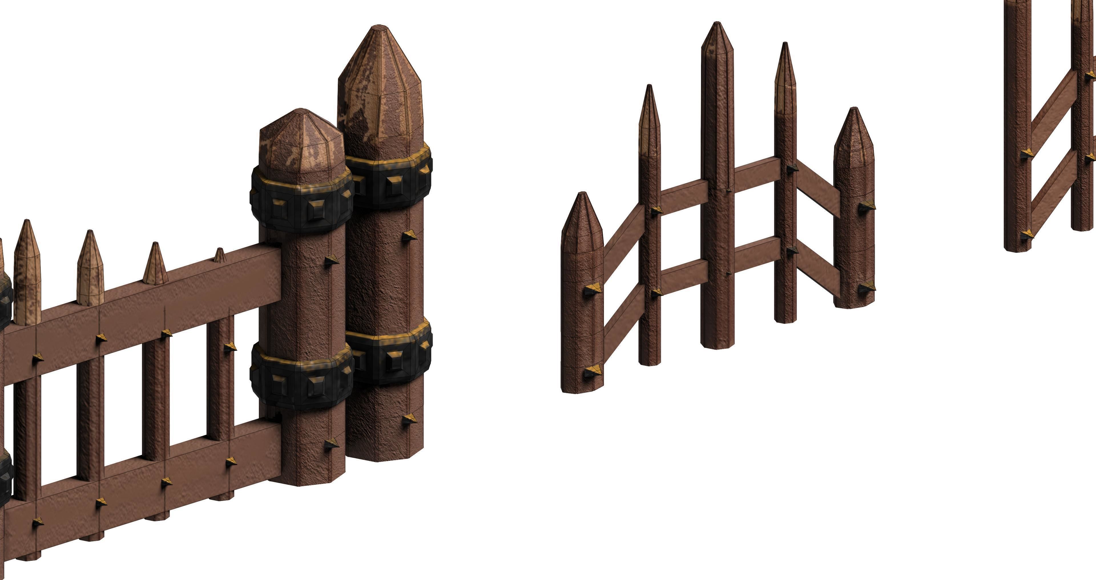 3D model Wooden picket fences game asset VR / AR / lowpoly CGTrader