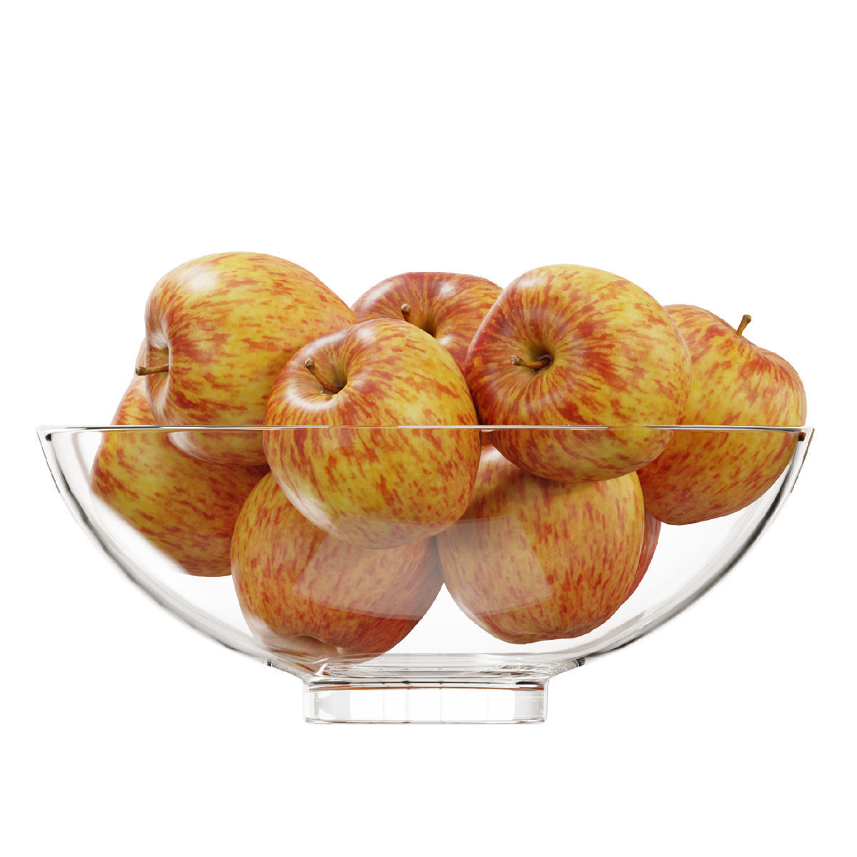 Glass footed fruit bowl set 15 3D model CGTrader