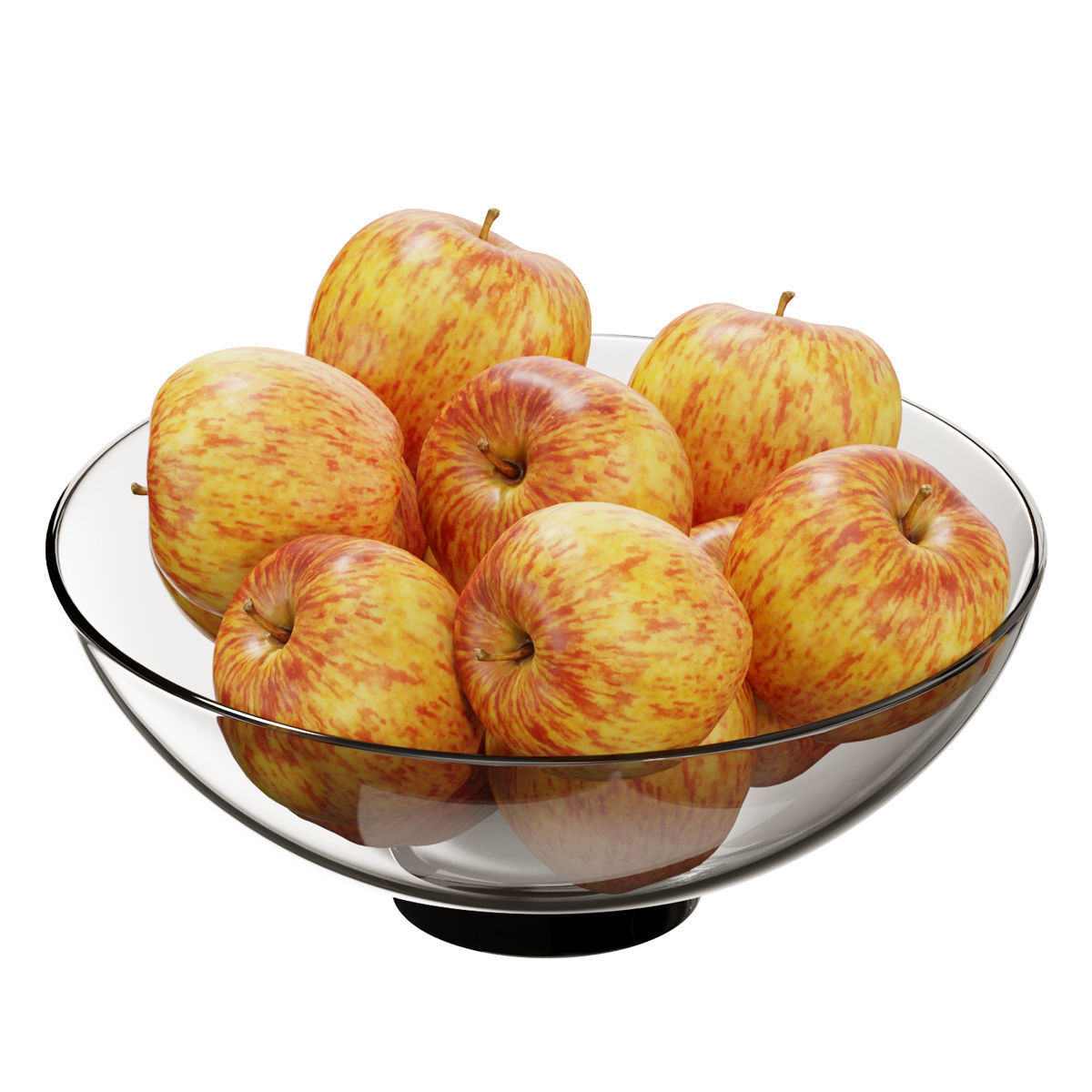Glass footed fruit bowl set 15 3D model CGTrader