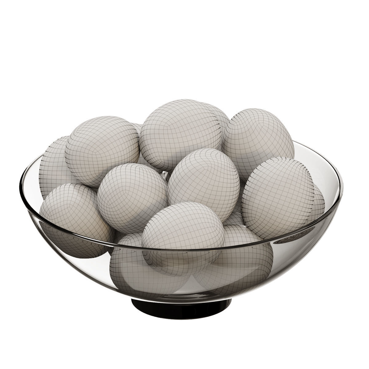 Glass footed fruit bowl set 27 3D model CGTrader