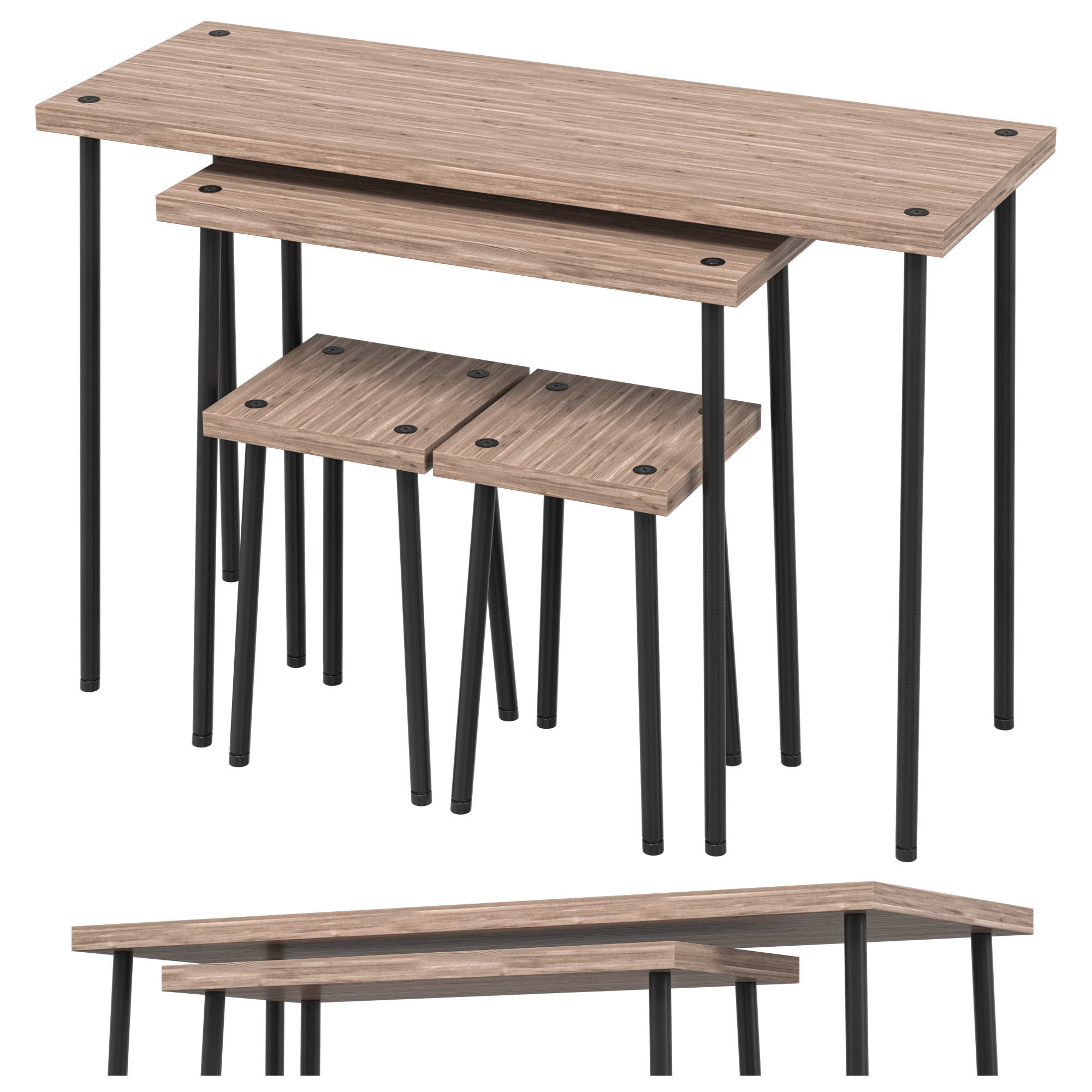 IKEA FRIDNAS Modular table with stools 4 pieces 3D model CGTrader