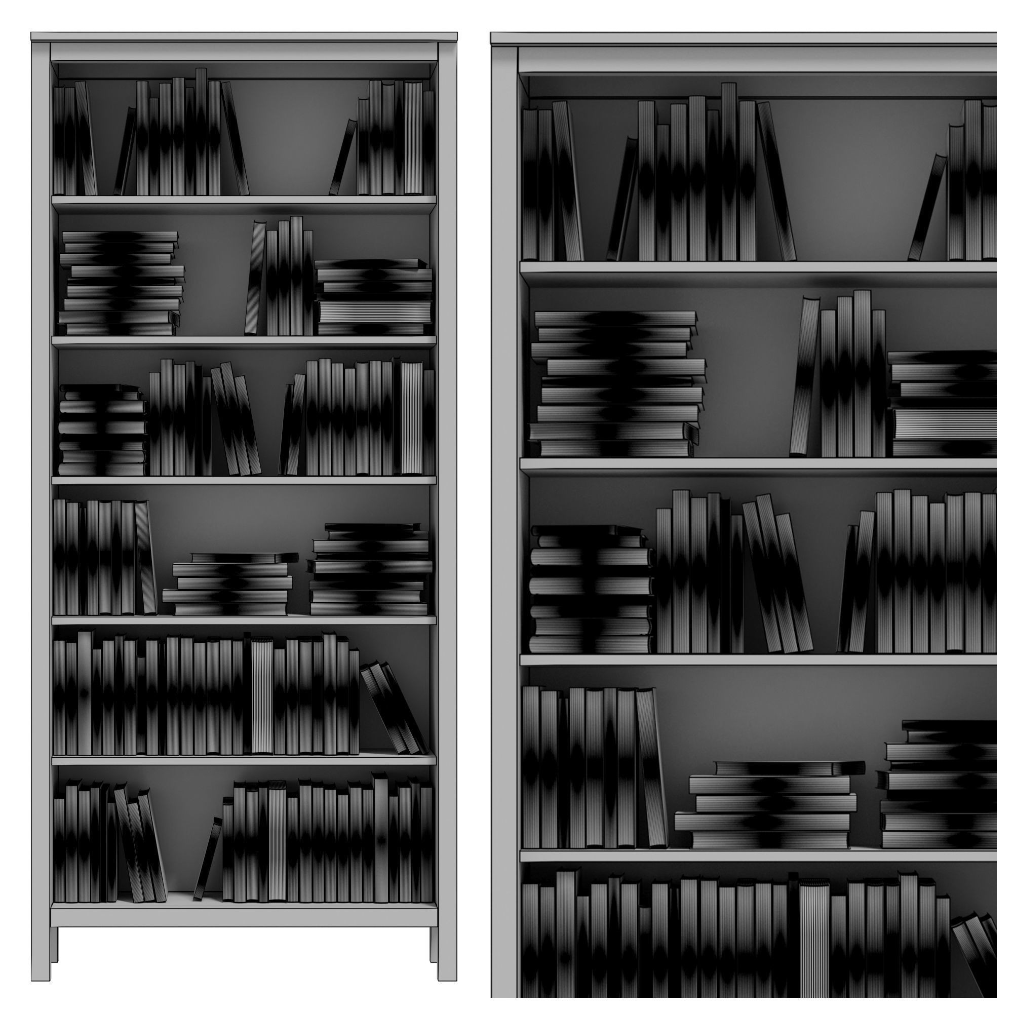 IKEA HEMNES Bookcase with books in black and white color 3D model CGTrader